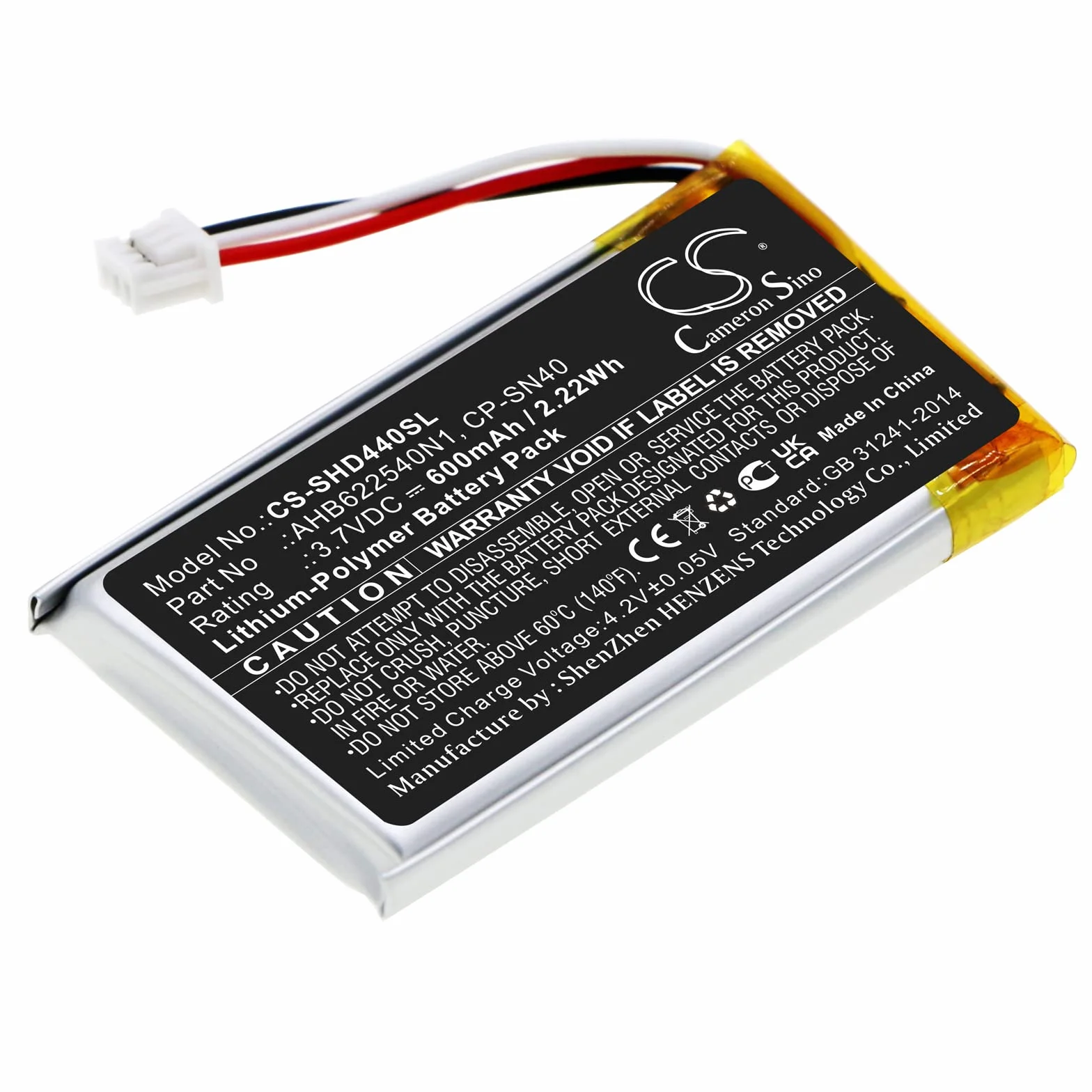 TECHTEK Bateria 600mAh kompatybilny z [Sennheiser] HD 4.40 BT, HD 4.50BTNC, Momentum 2.0, Momentum 3.0, Urbanite XL zastępuje AHB622540N1, CP-SN40