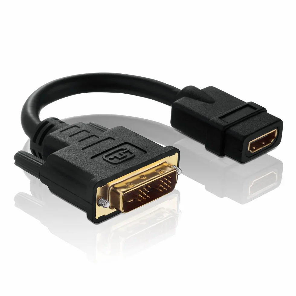PureInstall PI065 adapter High Speed DVI/HDMI (wtyk DVI-D (18+1) na gniazdo HDMI A), certyfikowany, 0,1 m