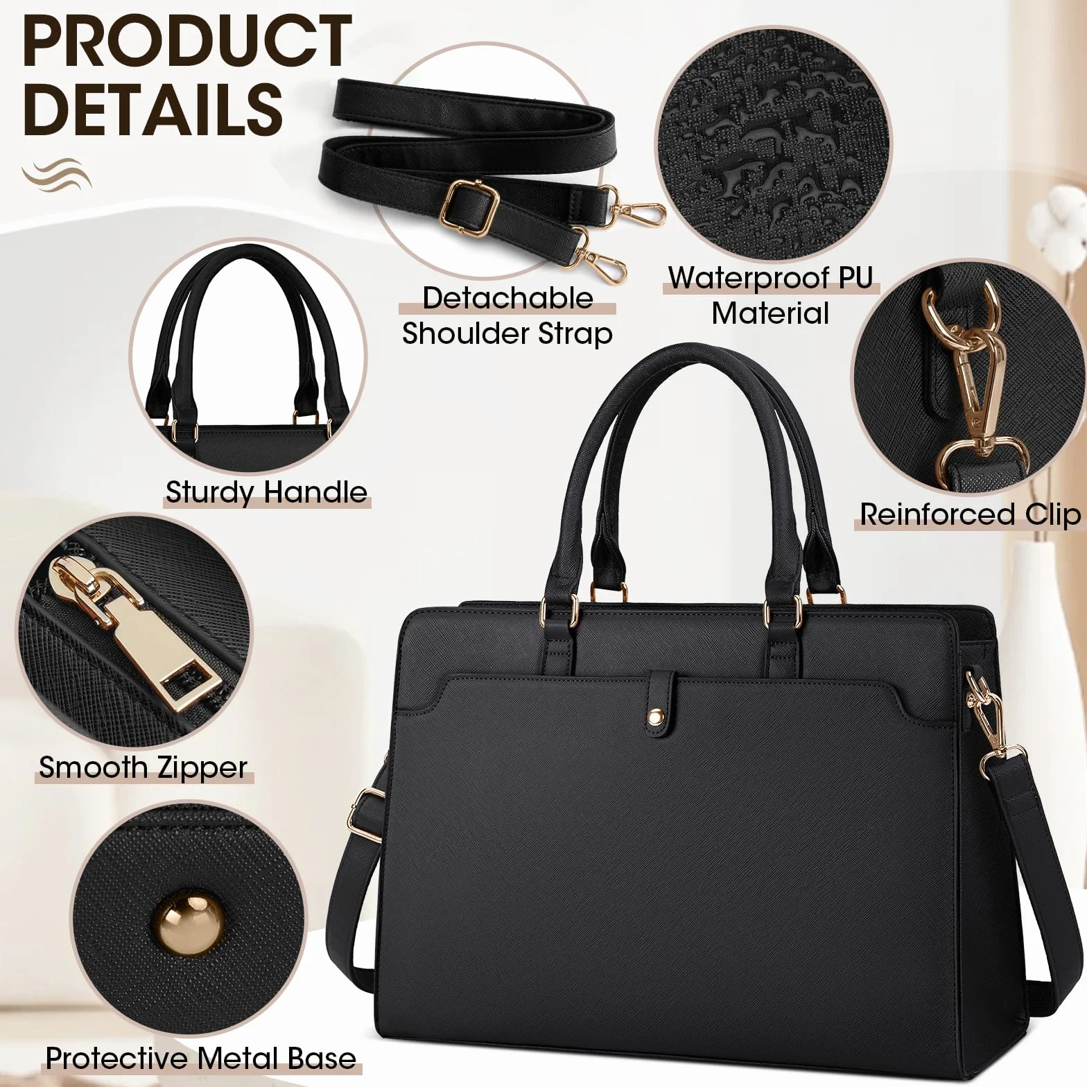 RAINSMORE Torebka damska Shopper torba damska duża 15,6 cala