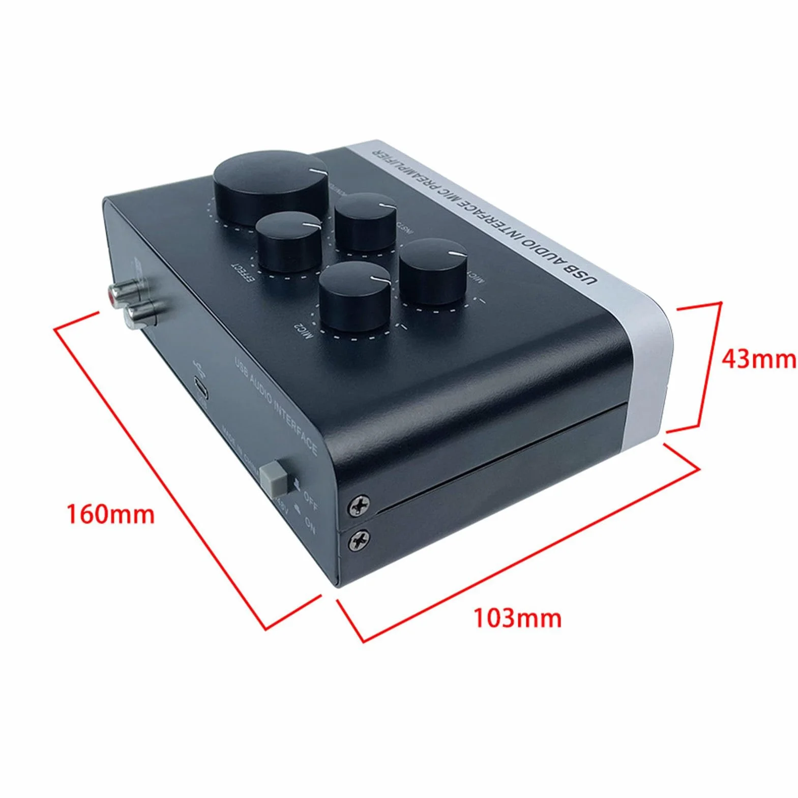 Interfejs Dźwiękowy USB z 48vPower, Profesjonalny Przedwzmacniacz Miksera Dźwiękowego, XLR i 1/4 Cala na PC i Podcasting