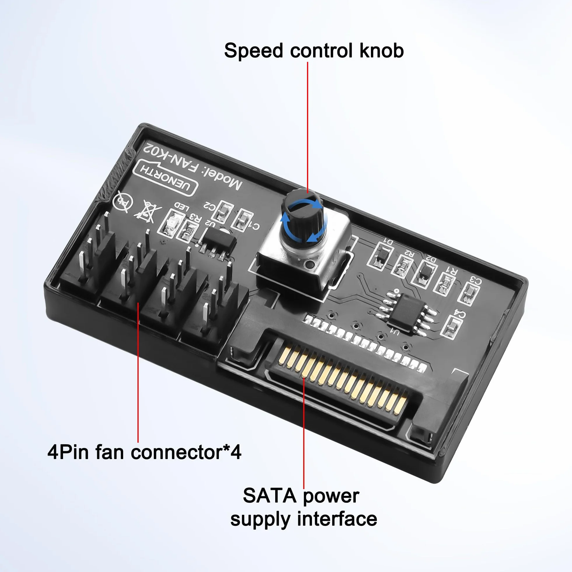 Regulator prędkości wentylatora 12V 4-pin PWM PC, adapter SATA dla 4 wentylatorów