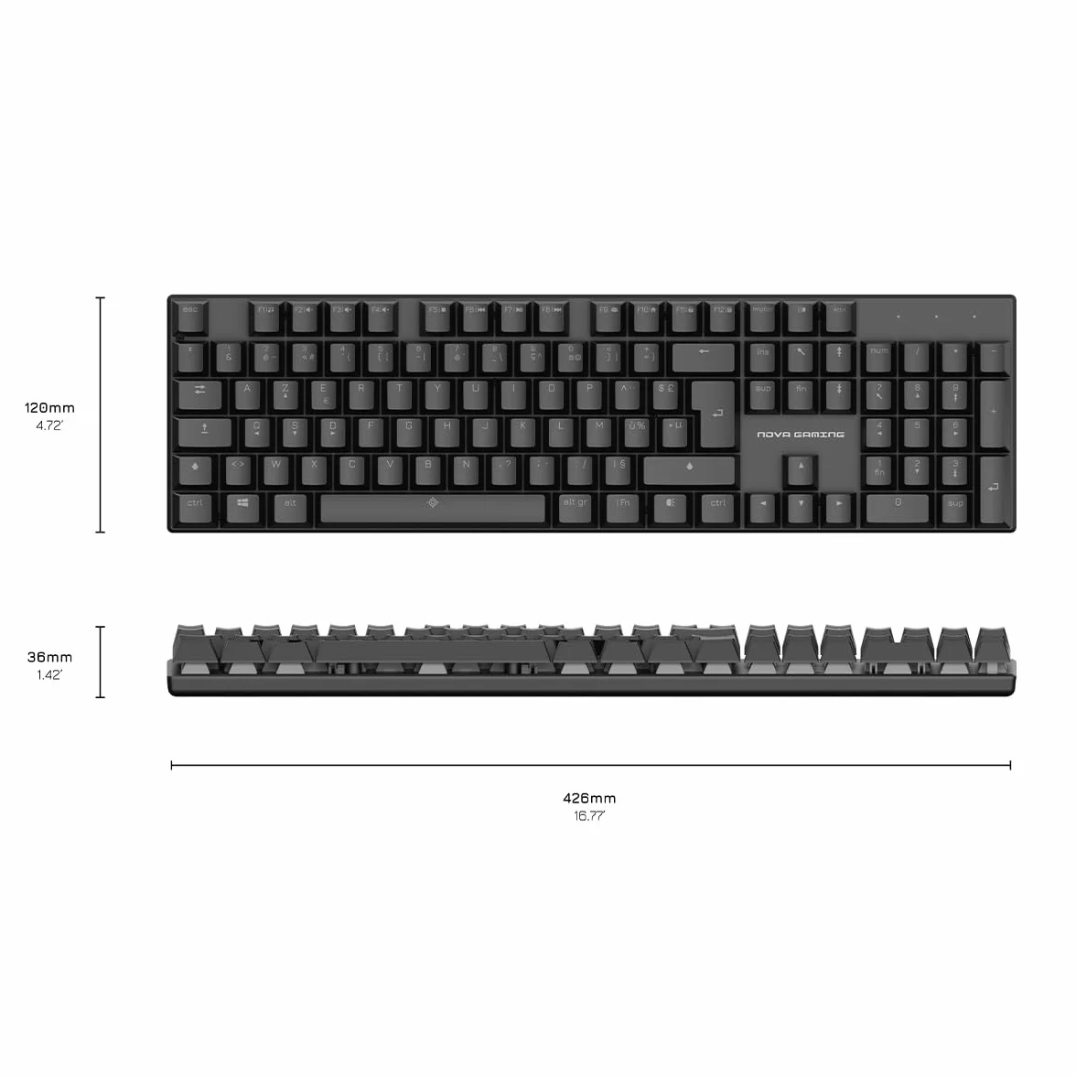 NOVA GAMING HERCULE - Przewodowa mechaniczna klawiatura do gier USB - klawiatura dla graczy, podświetlenie RGB, 104 klawisze, w tym 26 anty-ghostingowych, AZERTY French - kompatybilna z PC Gaming,