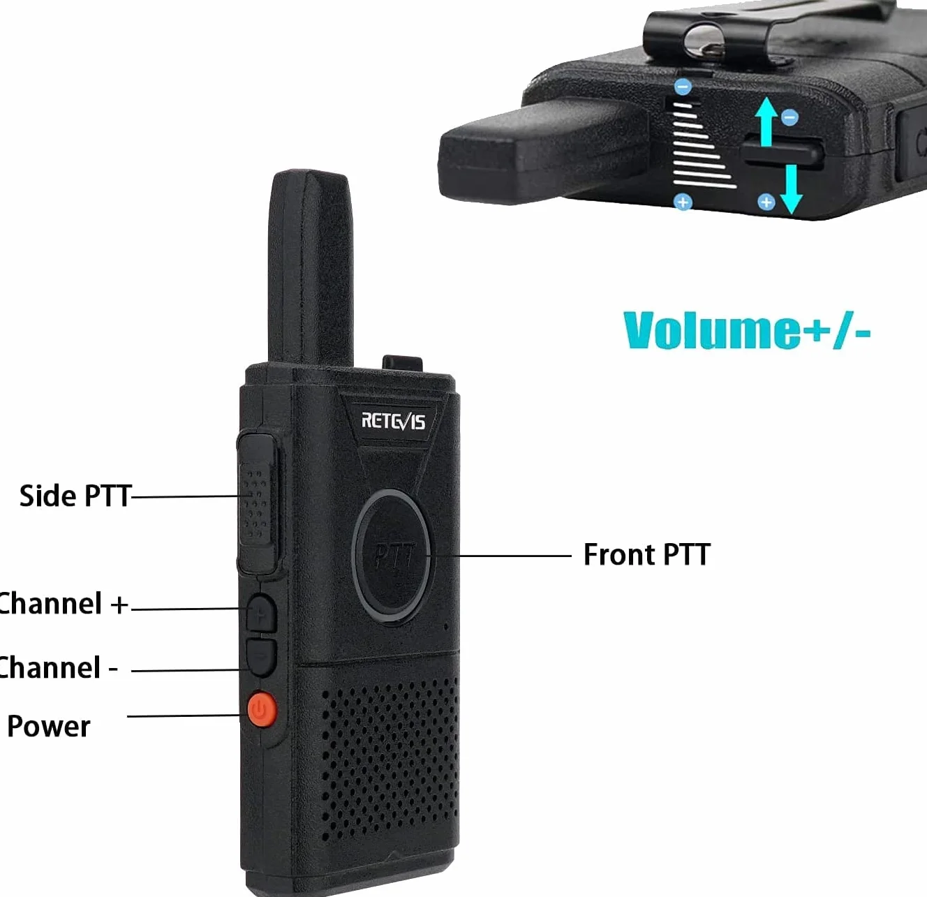 Retevis RT618 Walkie Talkie Dual Ptt, Ultracienkie Radio 2-DrożNe Bez Licencji Pmr446, Walkies Z 5-Portową łAdowarką Usb, PrzenośNy Walky Talky Dla KelneróW W Restauracjach, Hotelach (Czarny, 5 Sztuk)