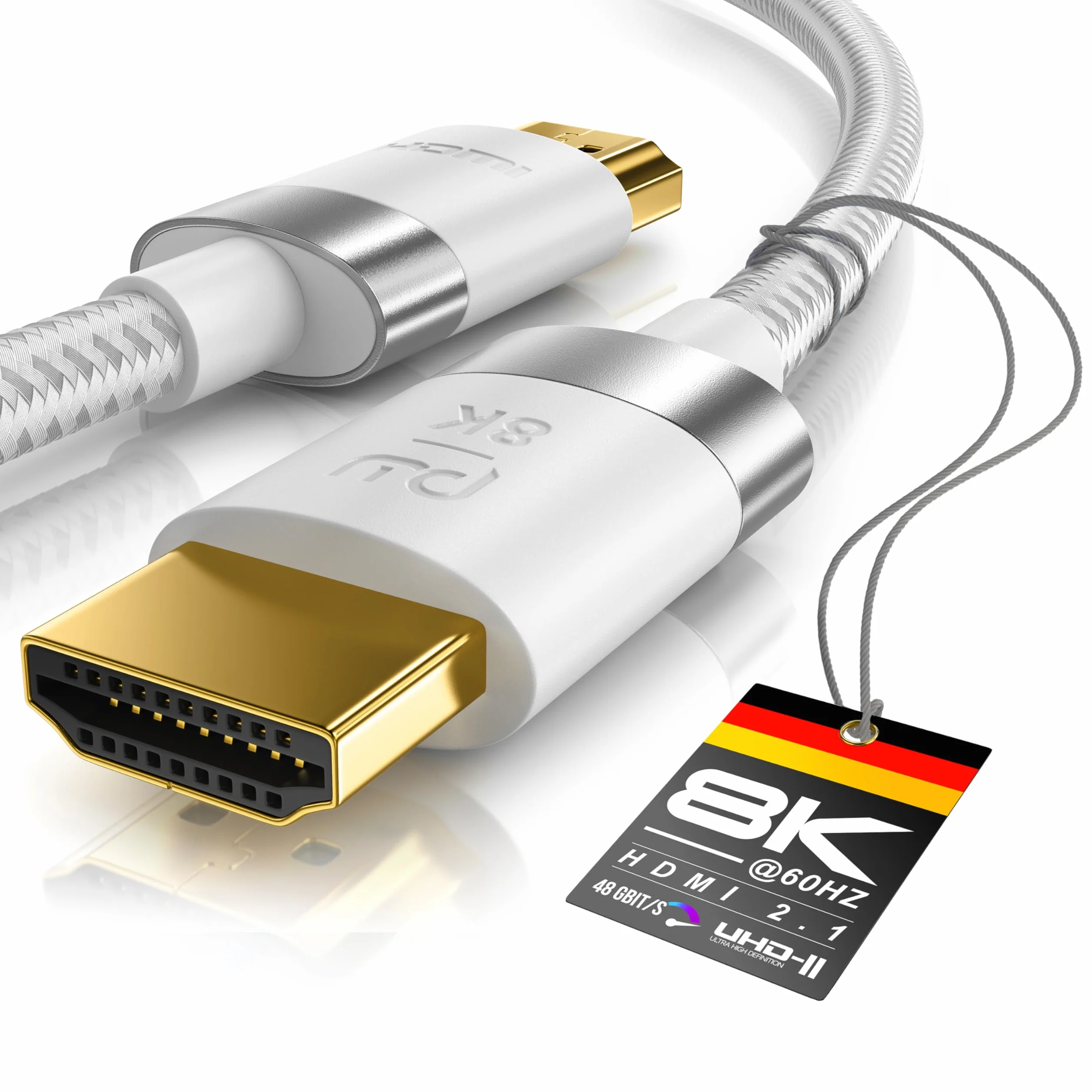 Kabel HDMI 4 m 8K 2.1-8K @ 60 Hz - 4K @ 120 Hz - 4 m (metry) - HDTV 7680 x 4320 - UHD II - HDMI 2.1 2.0a 2.0b - kabel HDMI Ethernet - HDR - ARC - kompatybilny z PS4 PS5 Xbox Series X - biały