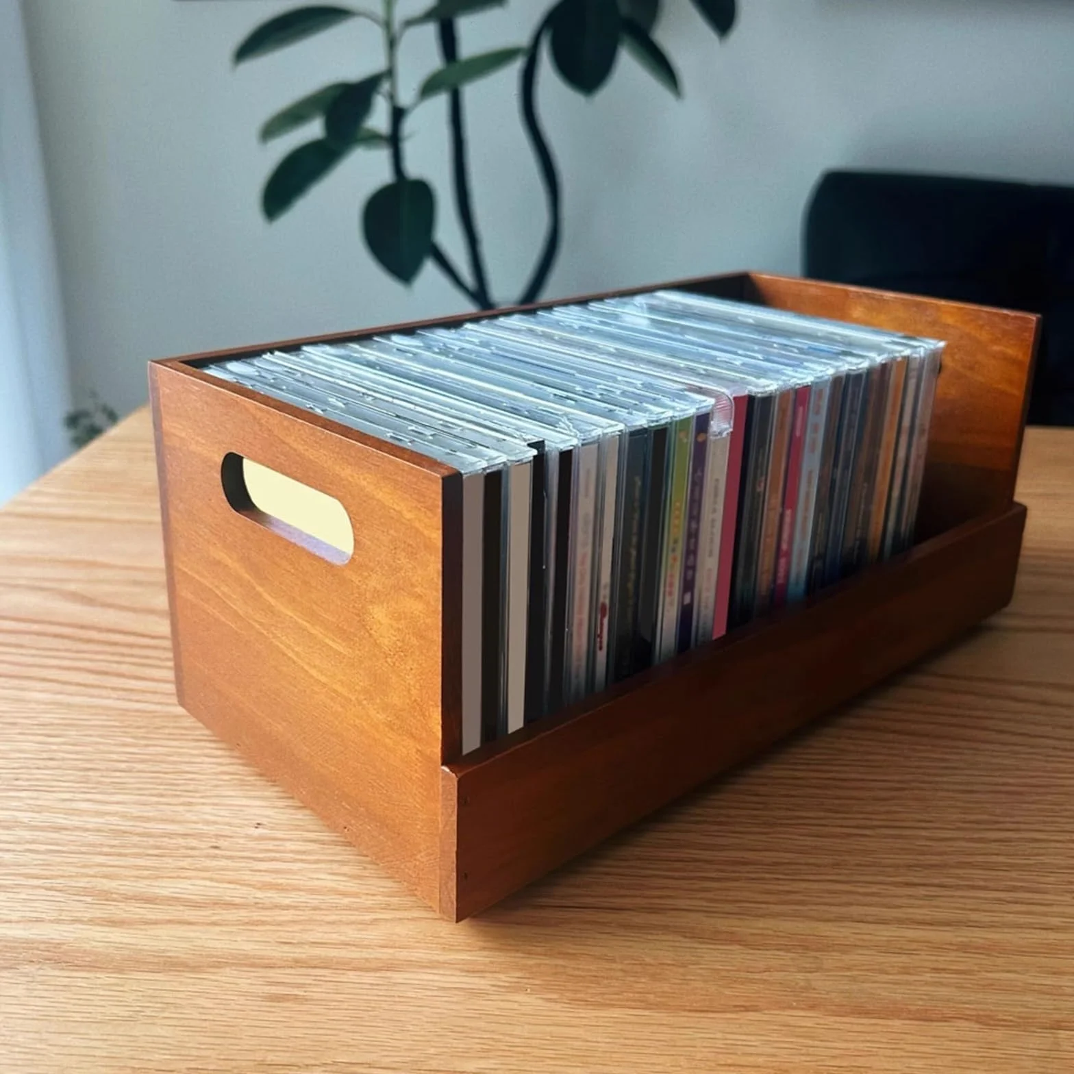 Stojak na płyty CD Drewniany stojak na płyty CD w stylu retro, do domu, stół, albumu