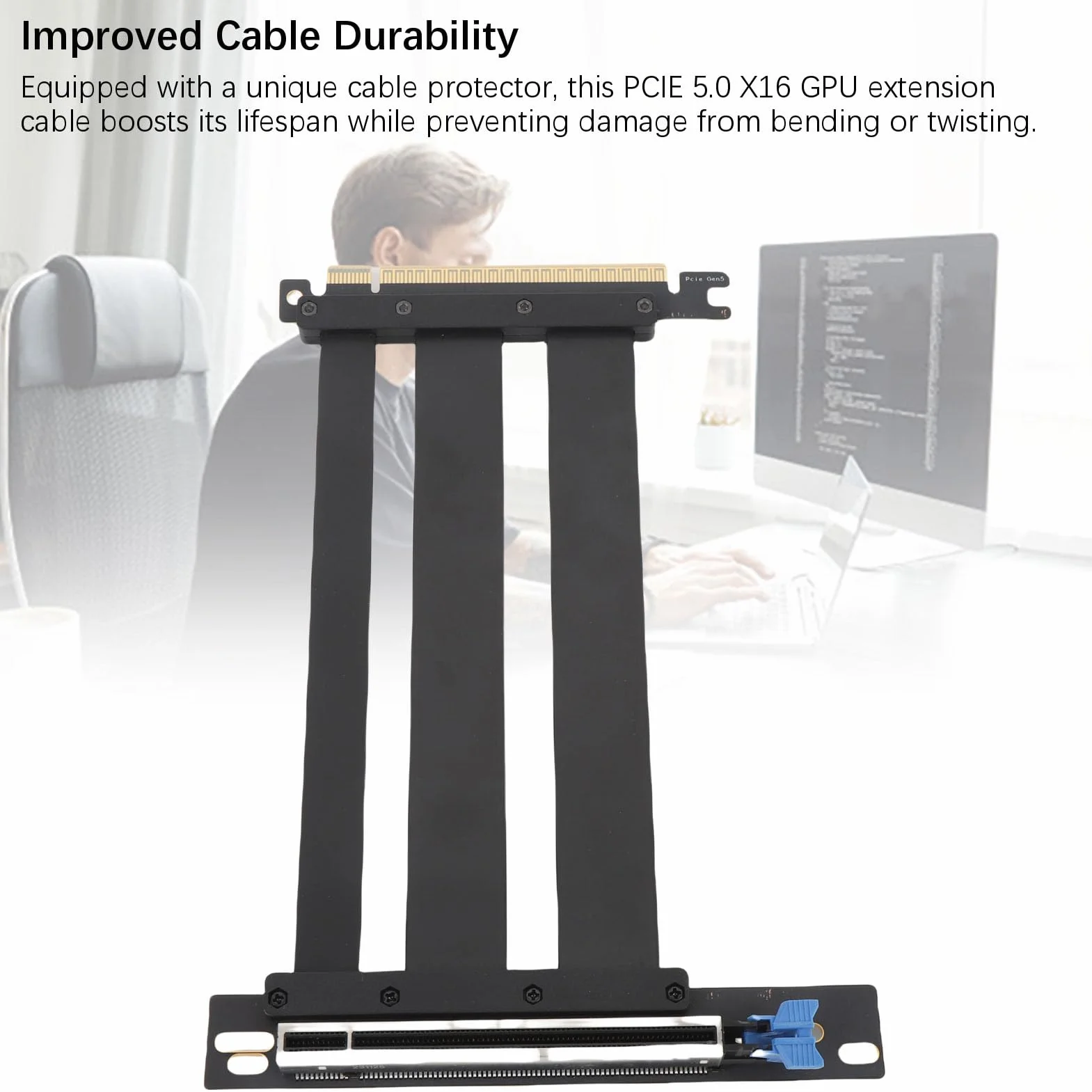 Generic Ekranowany Kabel Pionowy PCIe 5.0 X16 128 Gb/s, Zwiększona trwałość Kabla, do Systemów Chłodzenia wodą, ABS Czarny (15cm)
