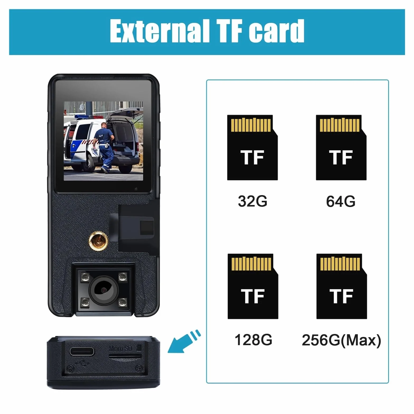 Kamera nasobna, A39 Full 1080P HD Mini kamera 3000mAh kamera do montażu na ciele mała kamera rowerowa obrotowa 180° sport DV wideorejestrator samochodowy kamera internetowa(With 16GB TF Card,Standard
