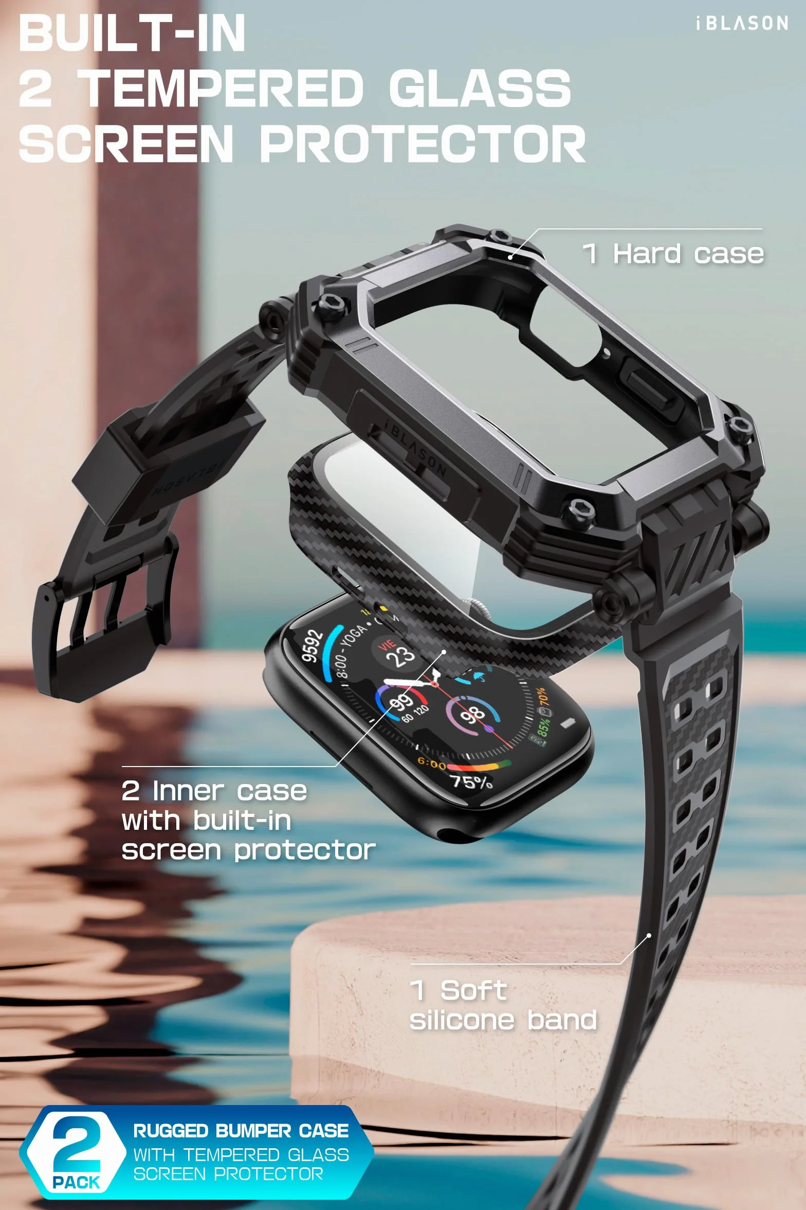 i-Blason Armorbox Etui do Apple Watch Series10 46 mm z regulowanym paskiem odpornym na wstrząsy