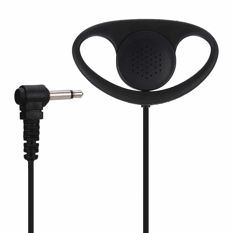 Mono Słuchawka Pojedyncza 3.5mm Jack D Kształt Zestaw Słuchawkowy do Radiotelefonów Walkie Talkie 5 Sztuk Czarny ABS