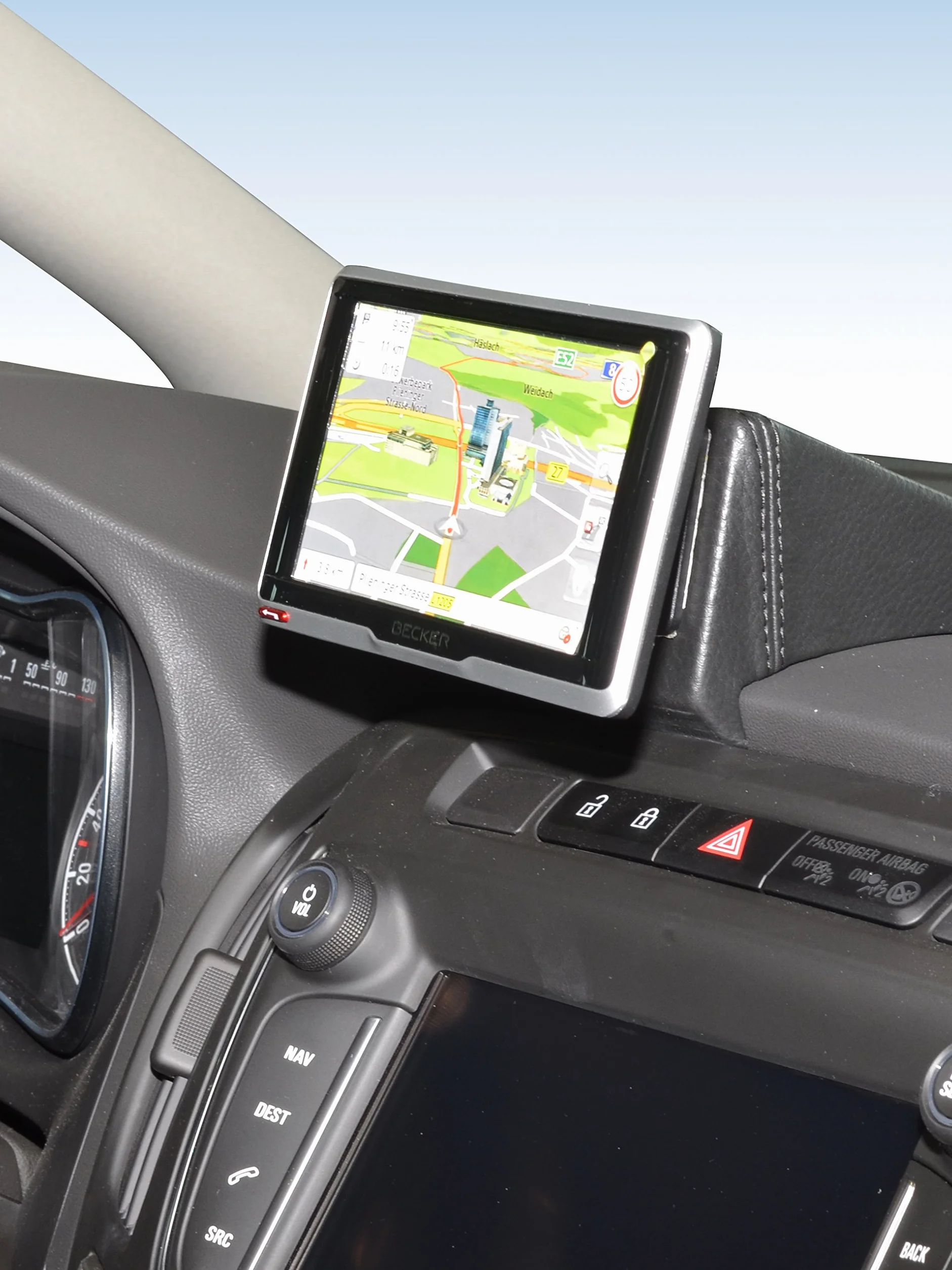 KUDA Uchwyt na telefon komórkowy pasujący do Opel Zafira C Tourer od 2013 - konsola telefoniczna do smartfonów, telefonów komórkowych, nawigacji i wielu innych – konsola ze sztucznej skóry, czarna,