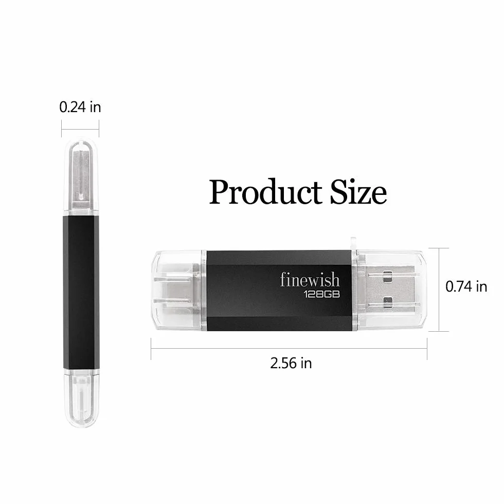Pamięć Flash USB C 128 GB 2 w 1 Typu C Klucz USB Przenośny Pendrive OTG Czarny