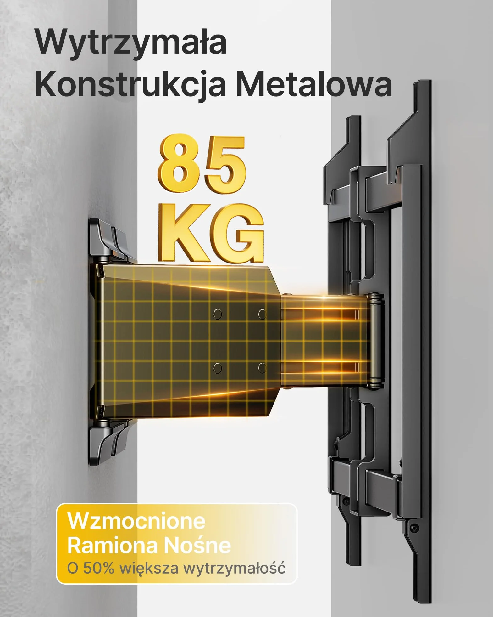 monTEK Ultra Slim Uchwyt Ścienny TV Heavy Duty 37-90" | Uchwyt TV z obrotem, pochyleniem i wysięgnikiem, do 85 kg, podwójne ramiona, VESA 600x400