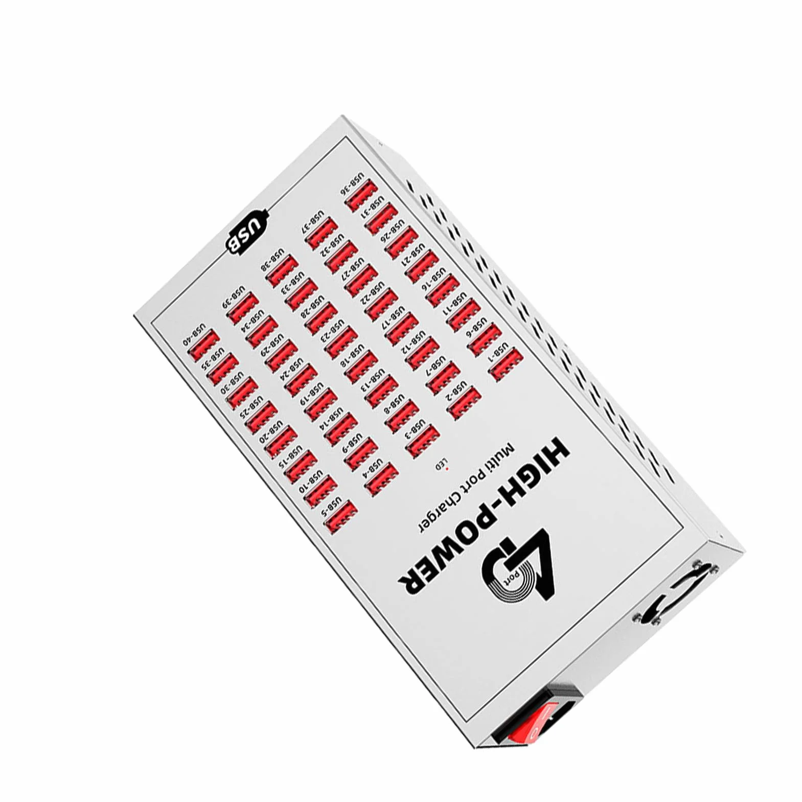 Cryfokt 40-portowa Stacja ładująca USB Wydajne, Szybkie ładowanie Wielu urządzeń w Domu/biurze/szkole, Przenośna ładowarka Biurkowa z metalową obudową (Wtyczka UE 220-250 V)