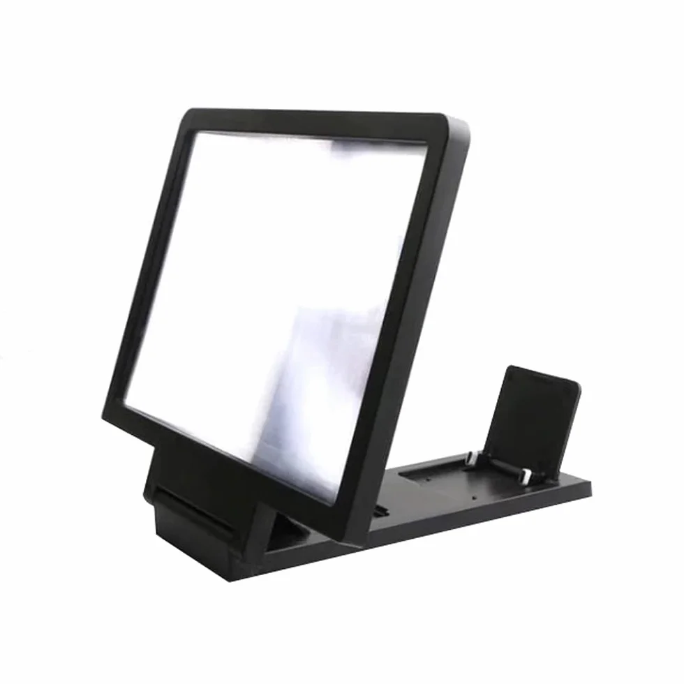 Wzmacniacz ekranu mobilnego, projektor powiększający 3D do smartfonów z filtrem przeciw niebieskiemu światłu i filmami(Black)