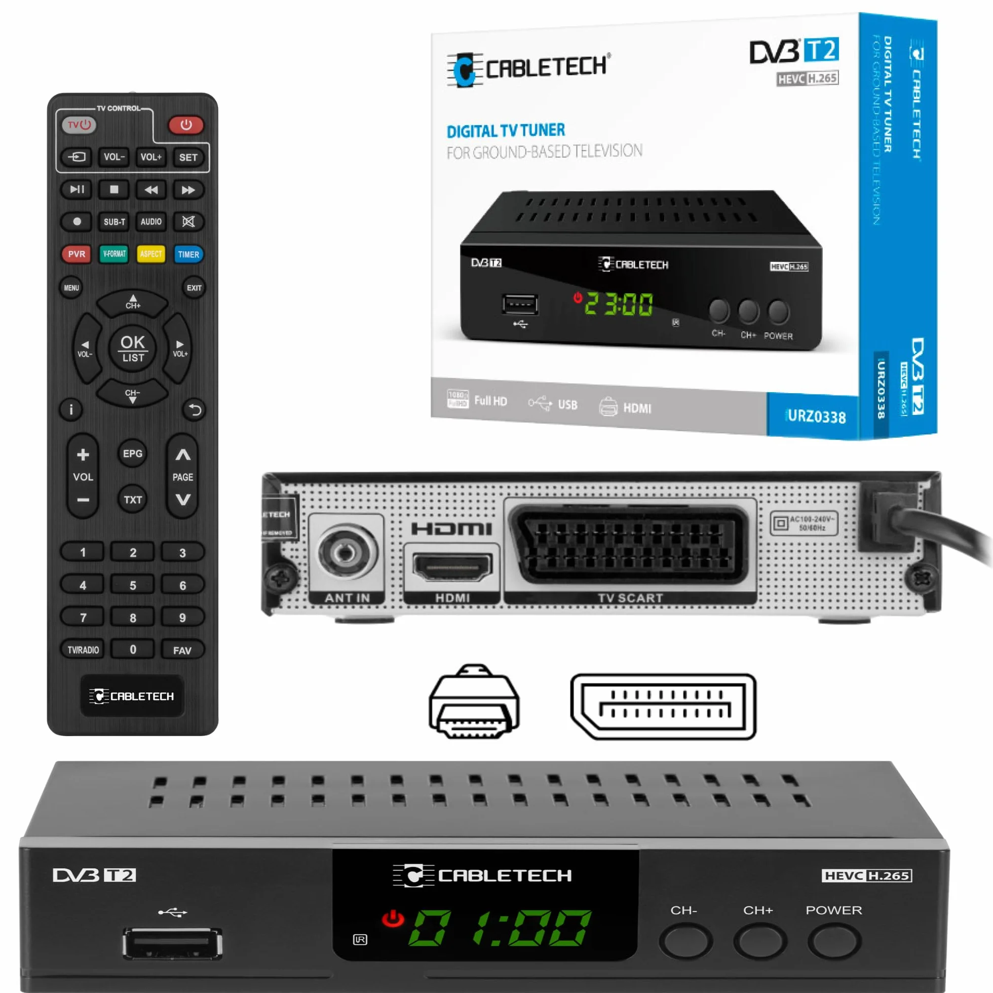 Cabletech Tuner DVB-T2 HEVC H.265 1920x1080 RAM 512 MB DDR3