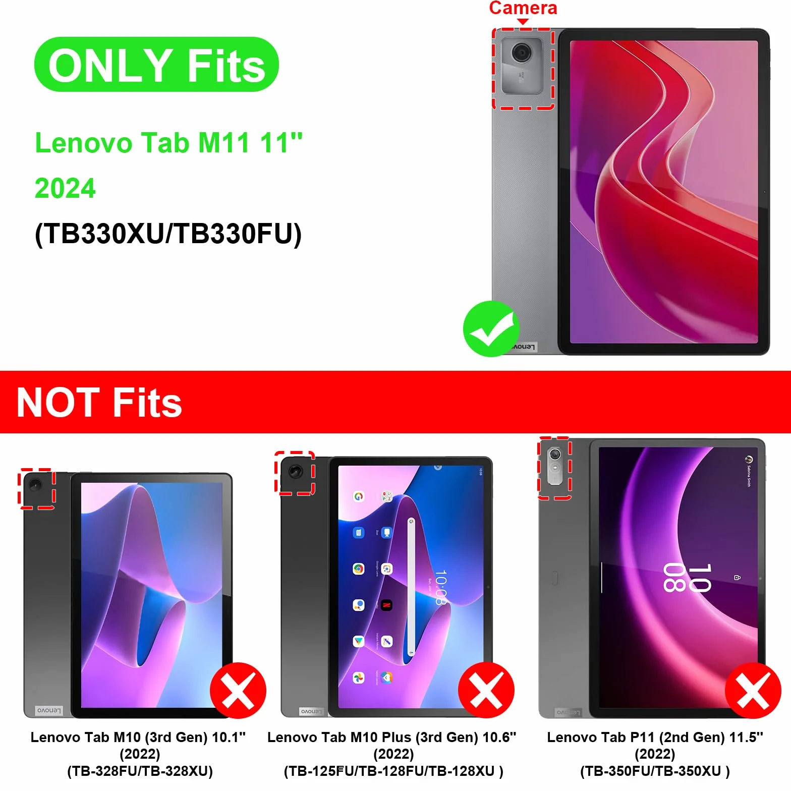 FINTIE Etui kompatybilne z Lenovo Tab M11 (TB330) 11-calowy tablet 2024 - [z uchwytem na długopisy] cienka, lekka, przezroczysta tylna obudowa z miękkiego TPU, czarne