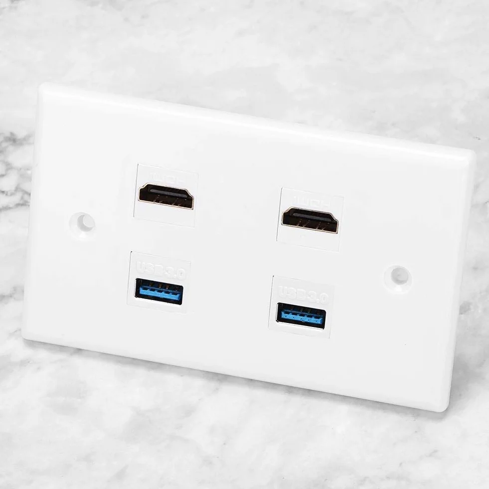 Keystone panel ścienny HDMI 2 porty USB żeński żeńska klamra mocowanie gniazdka ściennego