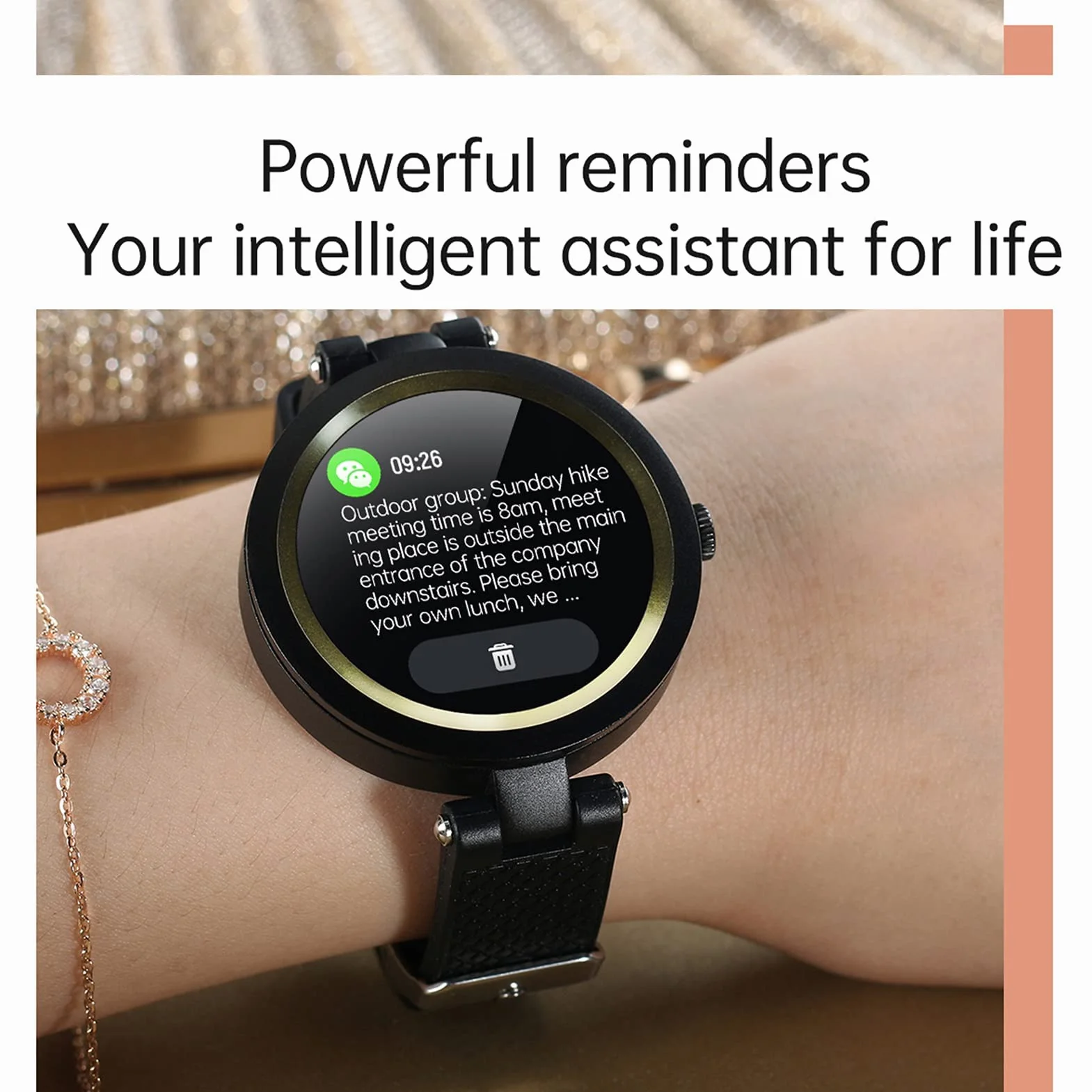 Inteligentny zegarek dla kobiet Inteligentne zegarki na telefony z systemem Android iOS Fitness Tracker z temperaturą ciała Tętno Ciśnienie krwi Monitor snu Smartwatch Kompatybilny Android iOS Złoty