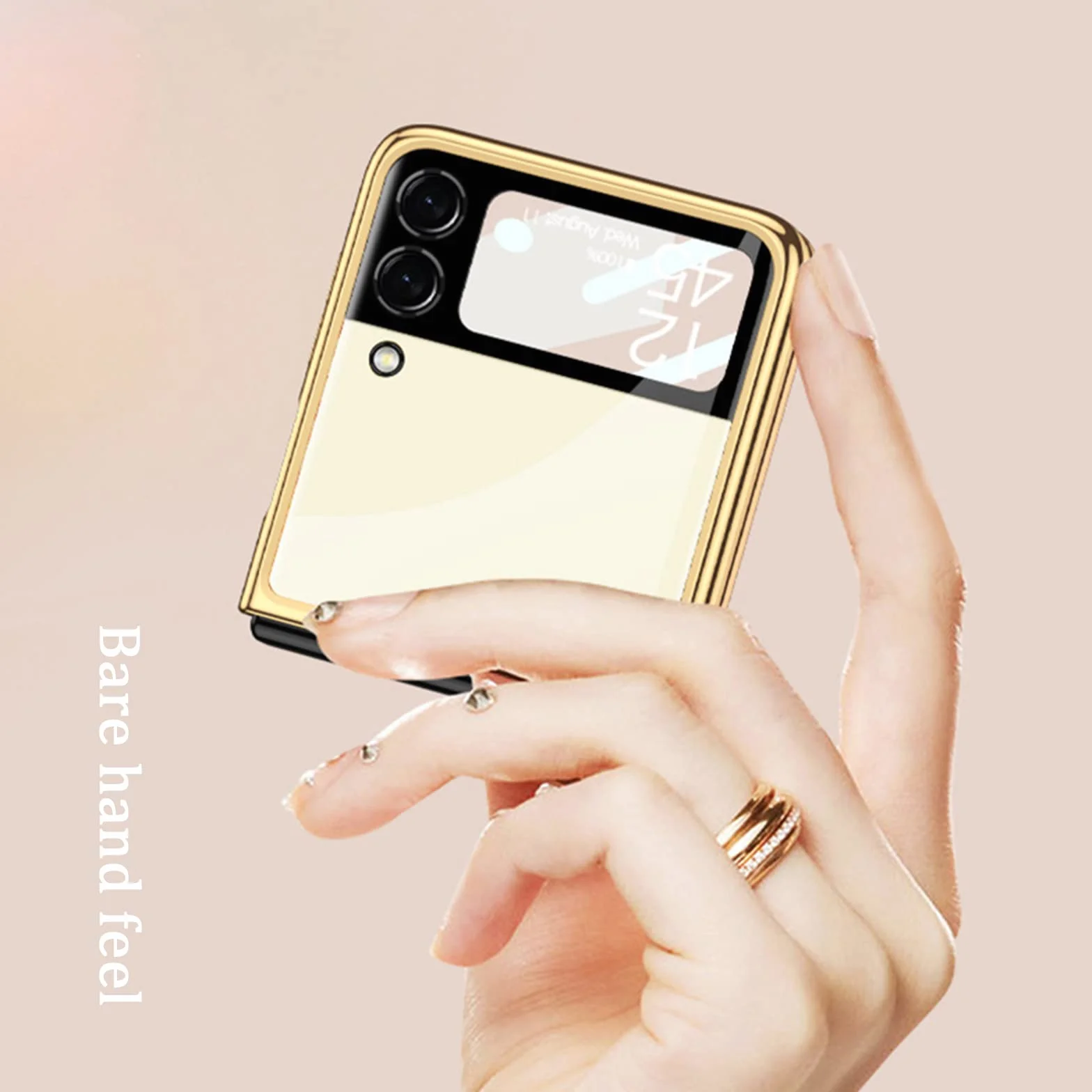 Etui do Samsung Galaxy Z Flip 3 5G ultracienkie szkło hartowane etui na telefon osłona moda galwanizowana PC tylna osłona z osłoną ekranu aparatu, fioletowe