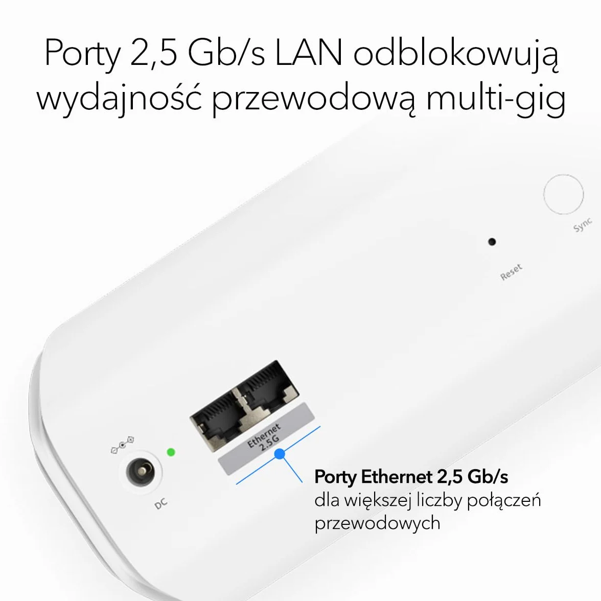 NETGEAR Orbi 770 Trójpasmowy dodatkowy satelita mesh WiFi 7 (RBE770) — współpracuje z Orbi RBE772 i RBE773, zwiększa zasięg o 180 m2, port WAN 2,5 Gb/s, BE11000 802.11be (do 11 Gb/s)