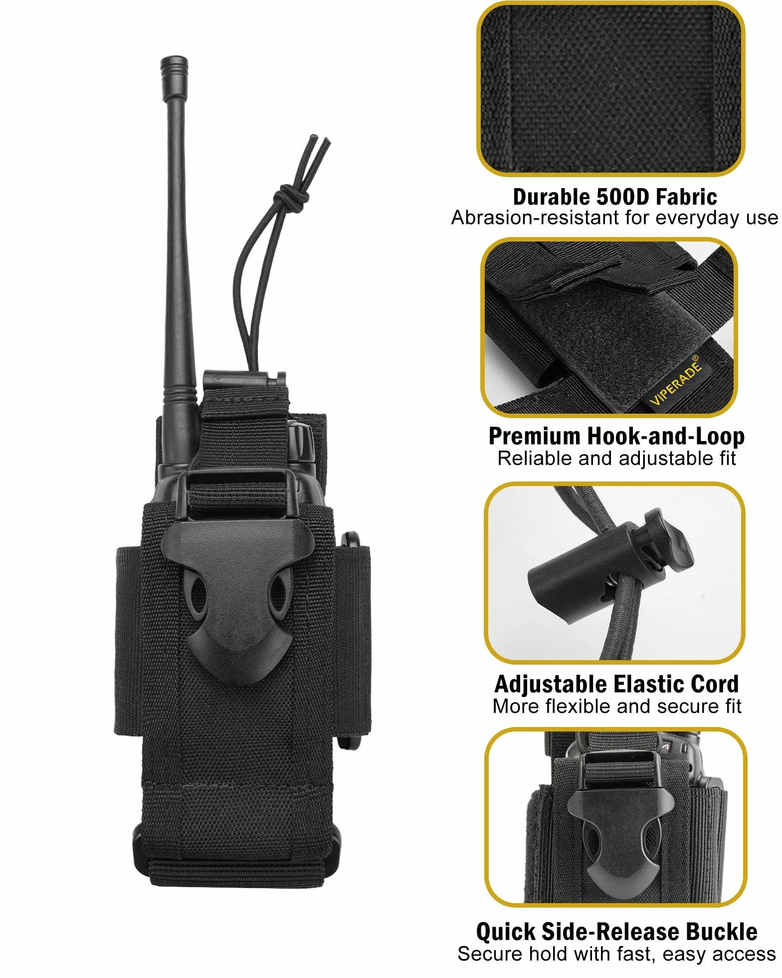 VIPERADE Walkie Talkie Torba na radio Nylonowa kabura na interkom Wielofunkcyjne regulowane miejsce do przechowywania Solidna dwukierunkowa torba na radio