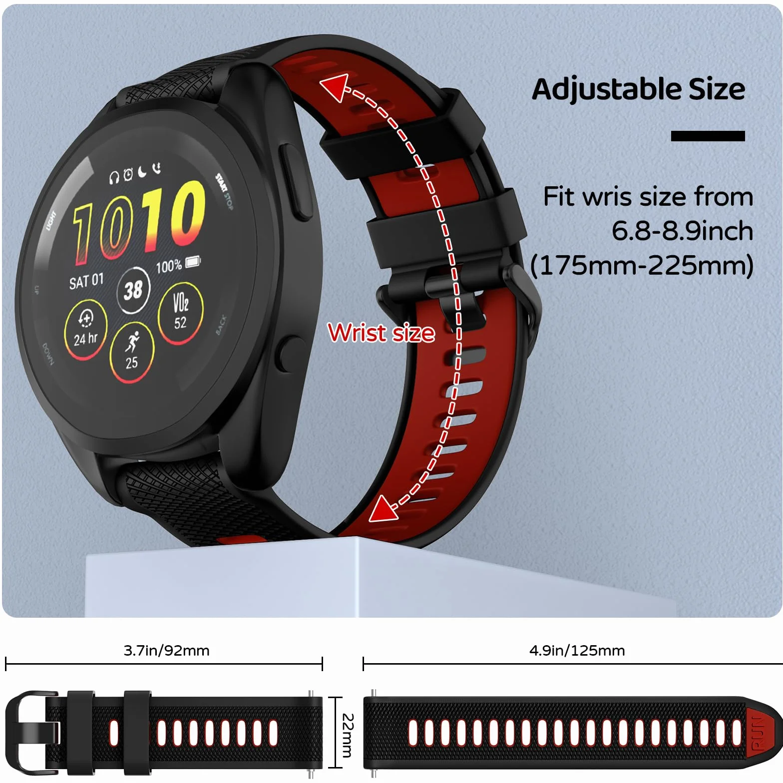 Pasek do zegarka Garmin Forerunner 265, Forerunner 255, Vivoactive 4, Venu 3, Venu 2, silikonowy pasek zastępczy, 22 mm