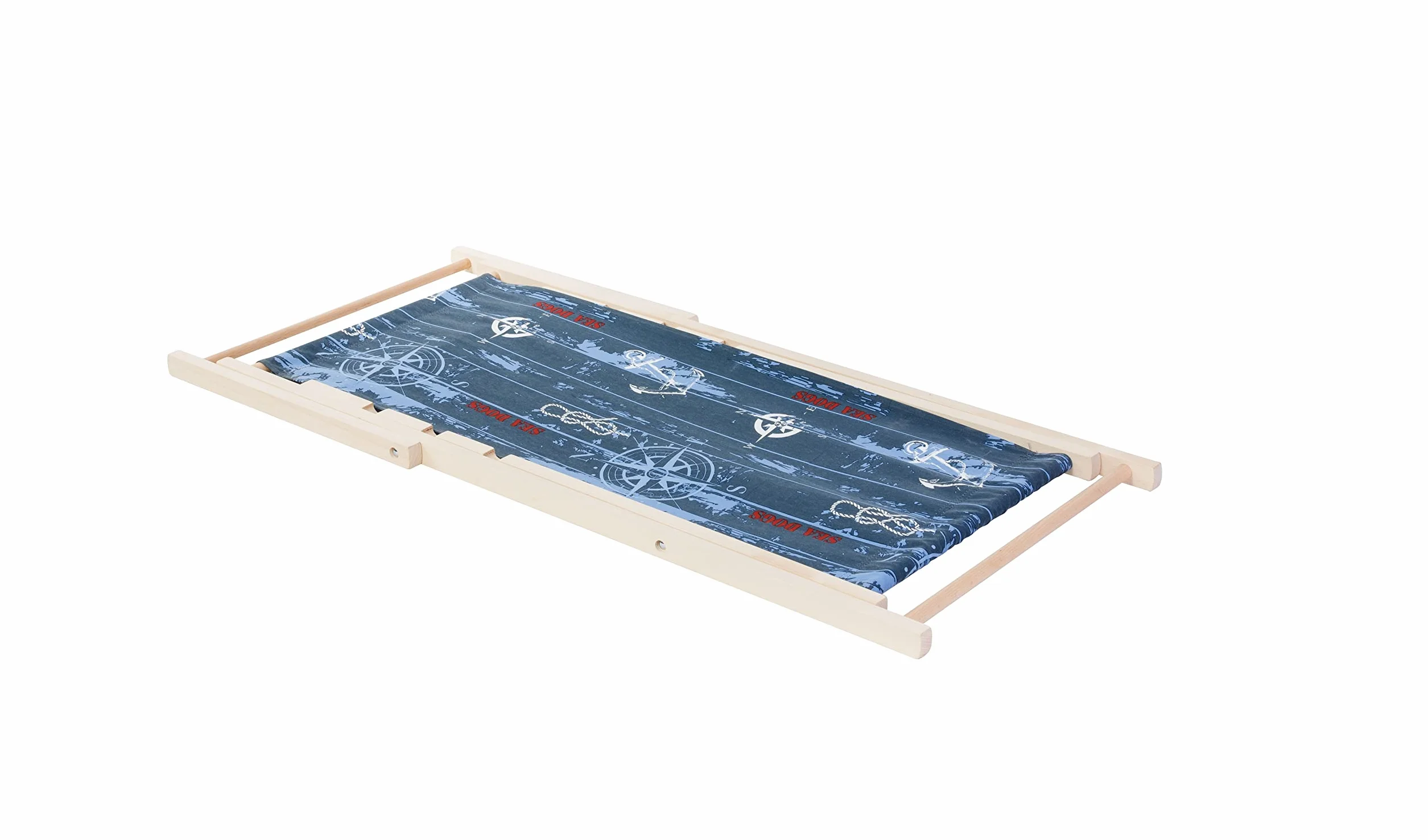spec-wood Leżak drewniany plażowy/ogrodowy Regulowany Wytrzymały i Solidny Praktyczny Materiał Składany Łatwy w transporcie 119 cm x 58 cm Wzór Morski