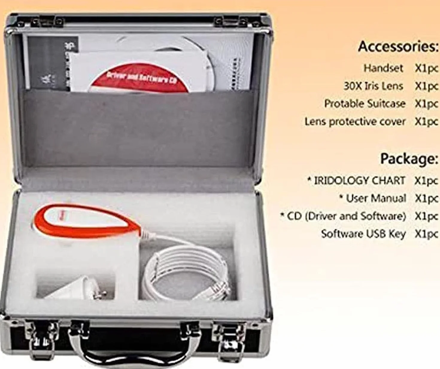 Aparat do analizy tęczówki, 5,0 MP USB z obiektywem 30-krotnym iris i oprogramowaniem do analizy, analizator lewej/prawej lampy do badań irydologicznych