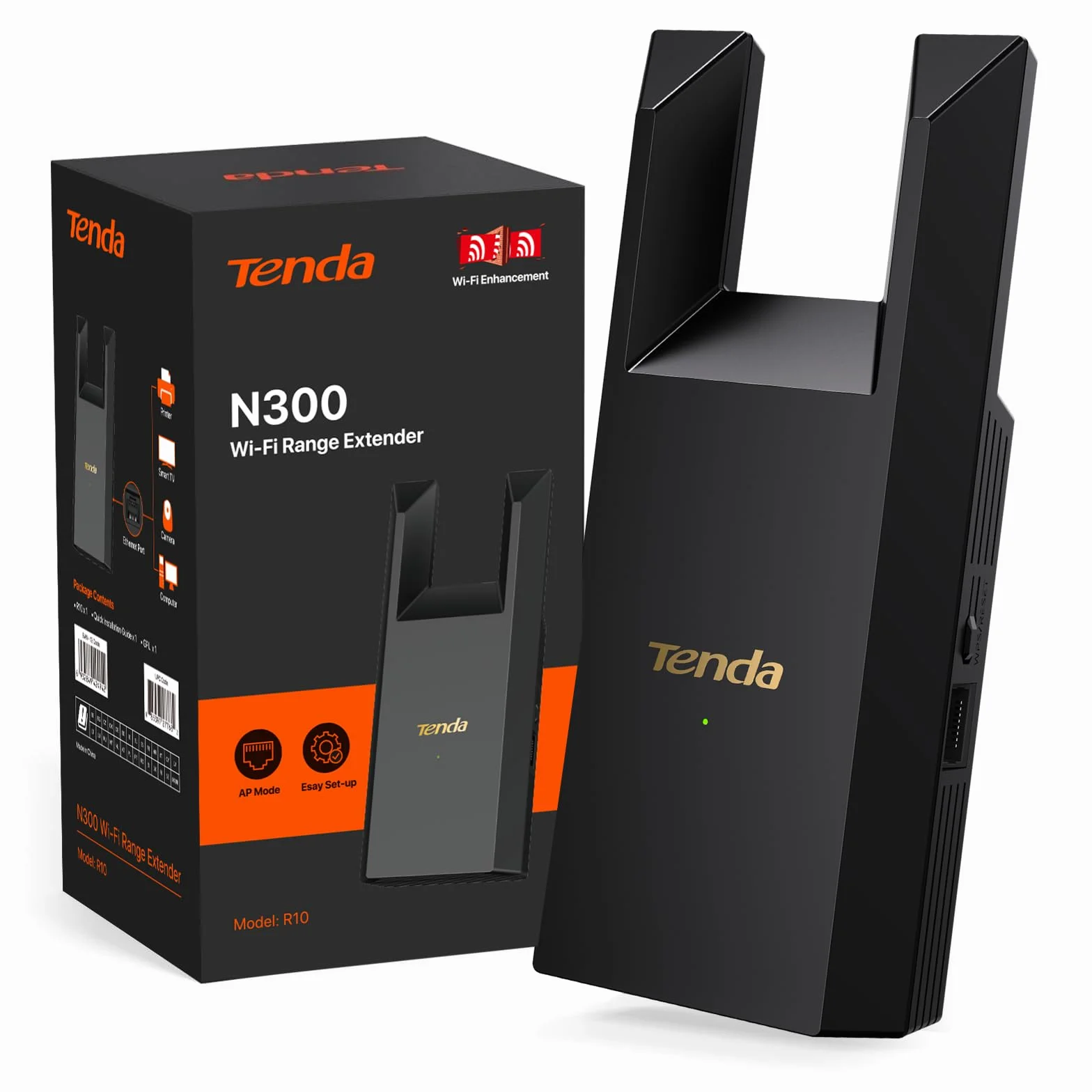 Tenda Wzmacniacz Wi-Fi R10, 300 Mbps, port RJ45, anteny 2×3 dBi, WPS