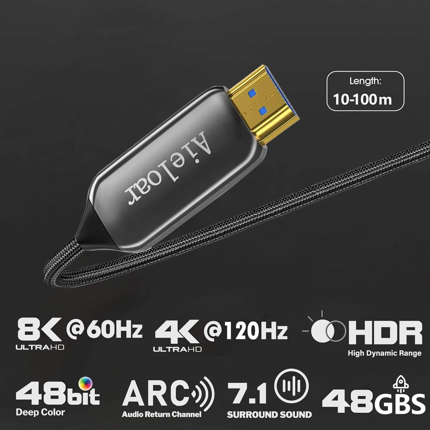 Kabel HDMI 2.1, 8K@60Hz 4K@120Hz Dynamic HDR 10, eARC, HDCP2.2, rozdzielczość 4:4: 4 7680x4320, 48Gbps włókno optyczne HDMI 2.1 do telewizora PS5/8K TV(20M/65FT)