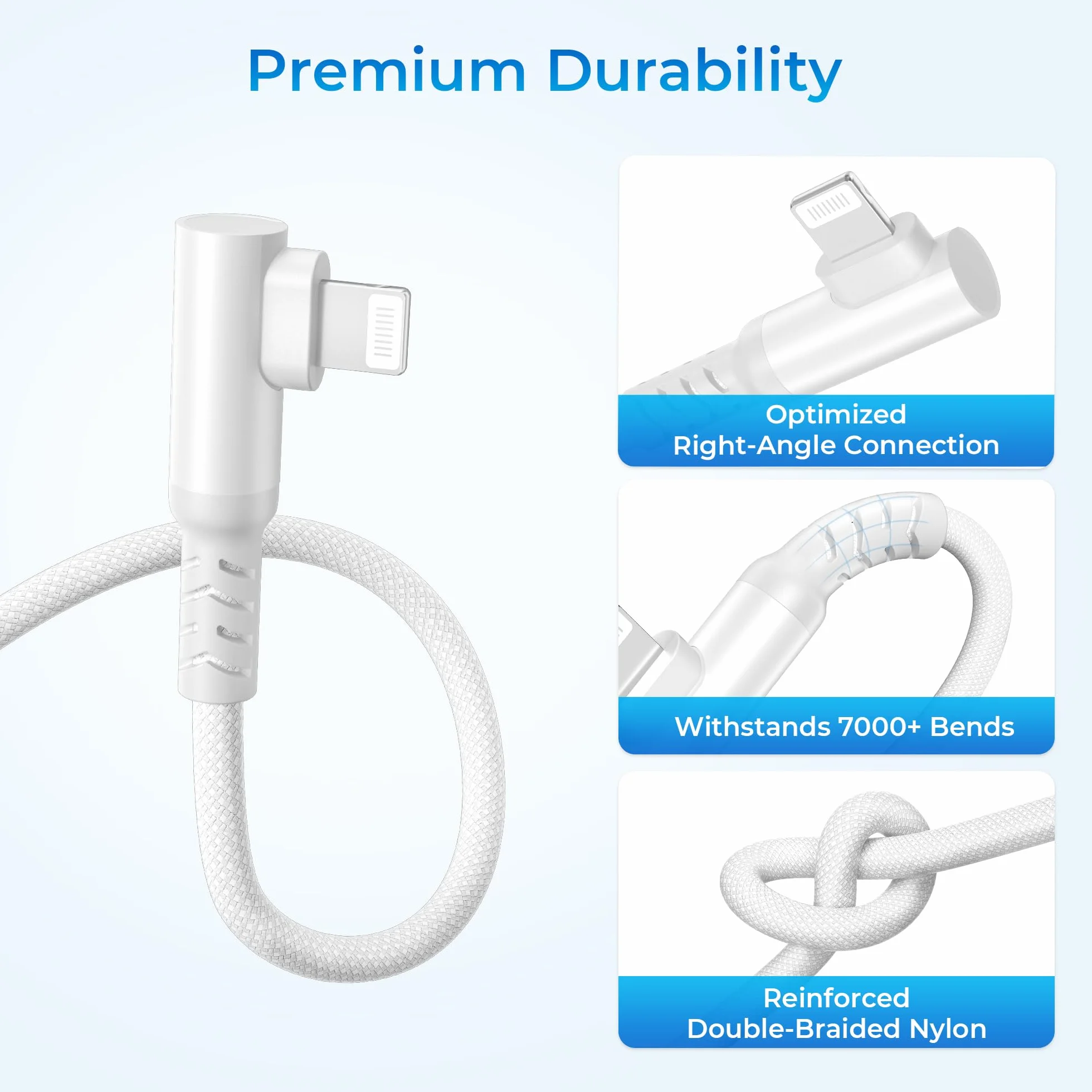 Kabel do ładowania samochodowego iPhone 14 USB-C Lightning 90° 2m szybkie ładowanie PD
