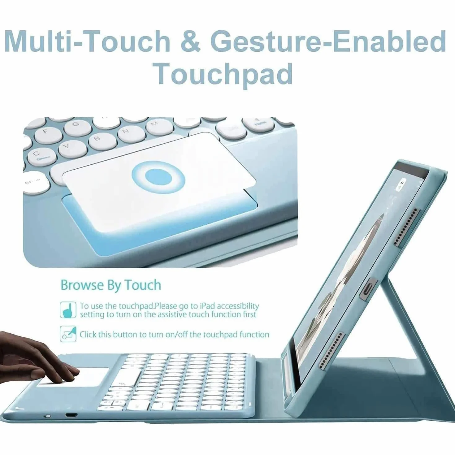 Etui na klawiaturę do Lenovo Tab M10 FHD Plus TB-X606F / TB-X606X 10,3 "FHD z touchpadem Okrągłe klawisze, magnetyczna odłączana bezprzewodowa klawiatura Bluetooth Slim Stand Case,Purple