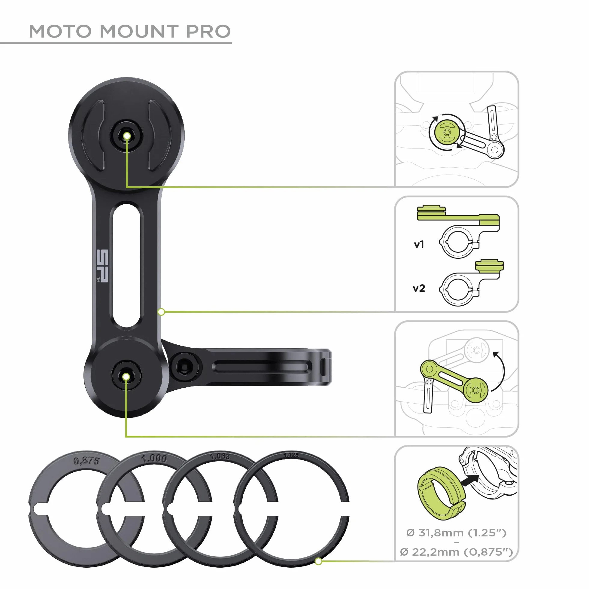 SP Connect Uniwersalny uchwyt na telefon komórkowy do motocykla - uchwyt na smartfona do motocykli i motorowerów - solidne gniazdo zaciskowe - urządzenia 58-85 mm, standardowe i duże kierownicy -