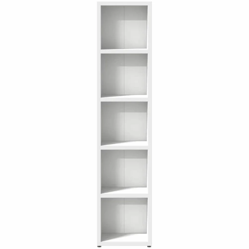 Półki na płyty CD 2 szt. białe z materiału drewnopochodnego, 21 x 16 x 93,5 cm, miejsce na 80 płyt CD, smukłe przechowywanie multimediów do salonu, kina domowego i porządku