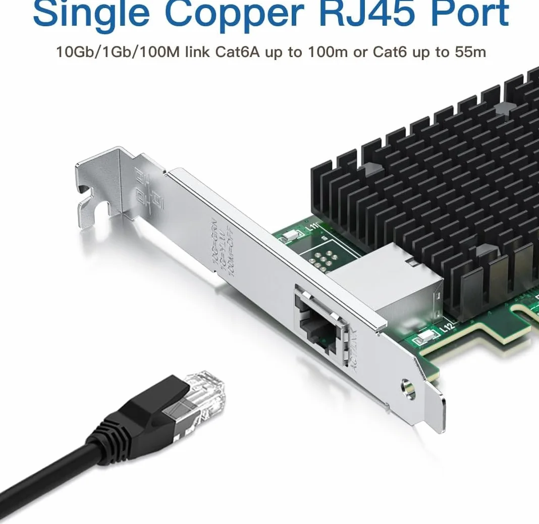 Karta sieciowa PCI-E 10 Gb RJ45 NIC,porównywalna z Intel X540-T1,Intel X540-BT2, pojedynczym portem RJ45, PCI Express X8, konwergentna karta sieciowa Ethernet, obsługująca Windows/Linux/VMware