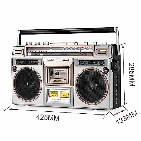 Odtwarzacz taśmowy retro Boombox CD z Bluetooth, radiem FM/DAB+, nagrywaniem USB i magnetofonem do odtwarzania muzyki i spotkań rodzinnych