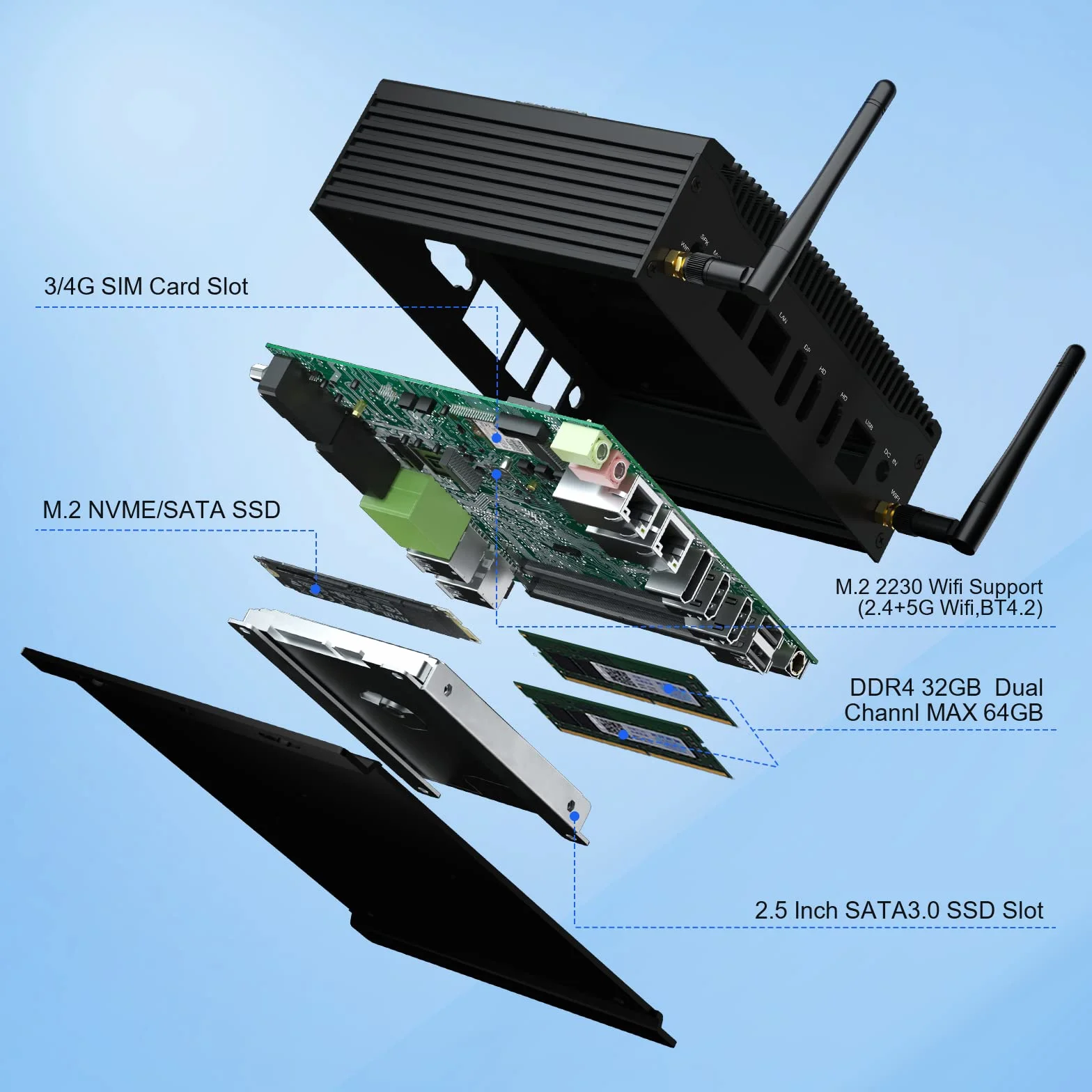 HYSTOU Mini PC bez wentylatora, przemysłowy mini PC Windows 11 Pro 16 GB RAM DDR4 256 GB SSD i5 10210U (do 4,2 GHz), 4 rdzenie, 8 wątków, komputer bez wentylatora, Dual Ethernet, mini komputer