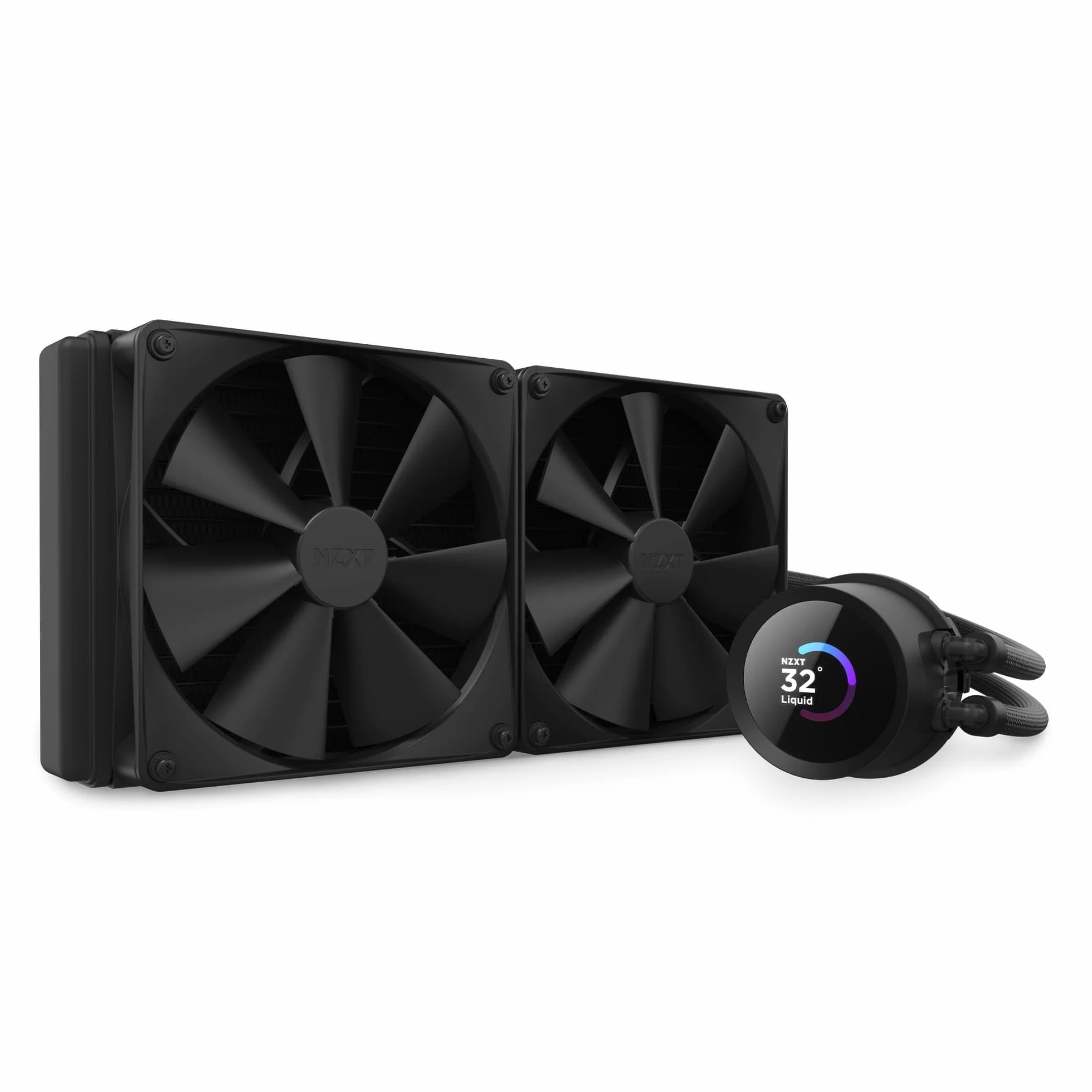 NZXT Kraken 240-240 mm AIO CPU Liquid Cooler - Konfigurowalny 1,54-calowy kwadratowy wyświetlacz LCD do wyświetlania obrazów, wskaźników wydajności i nie tylko - 2 x wentylatory F120P - Czarny