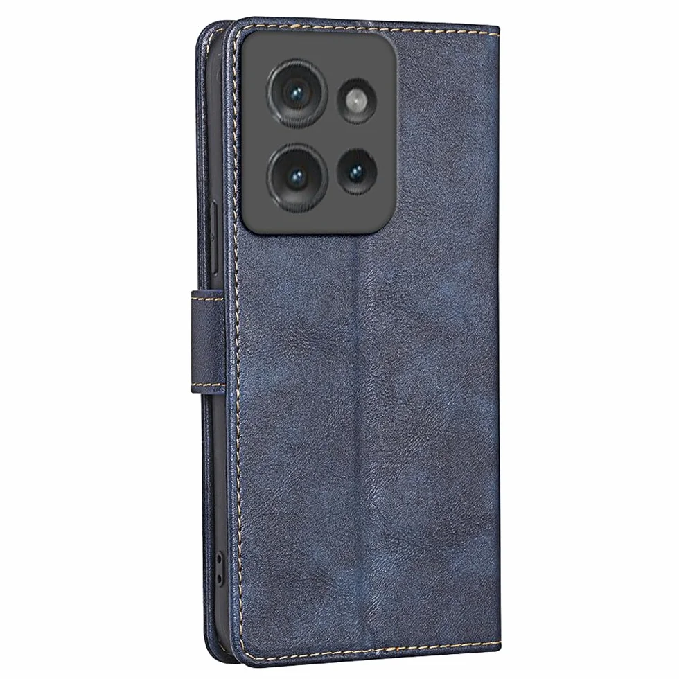 RankOne Etui ochronne do Motorola Moto Edge 50 (6,55 cala), skórzany portfel z klapką pokrowiec magnetyczny książkowy zderzak - niebieski