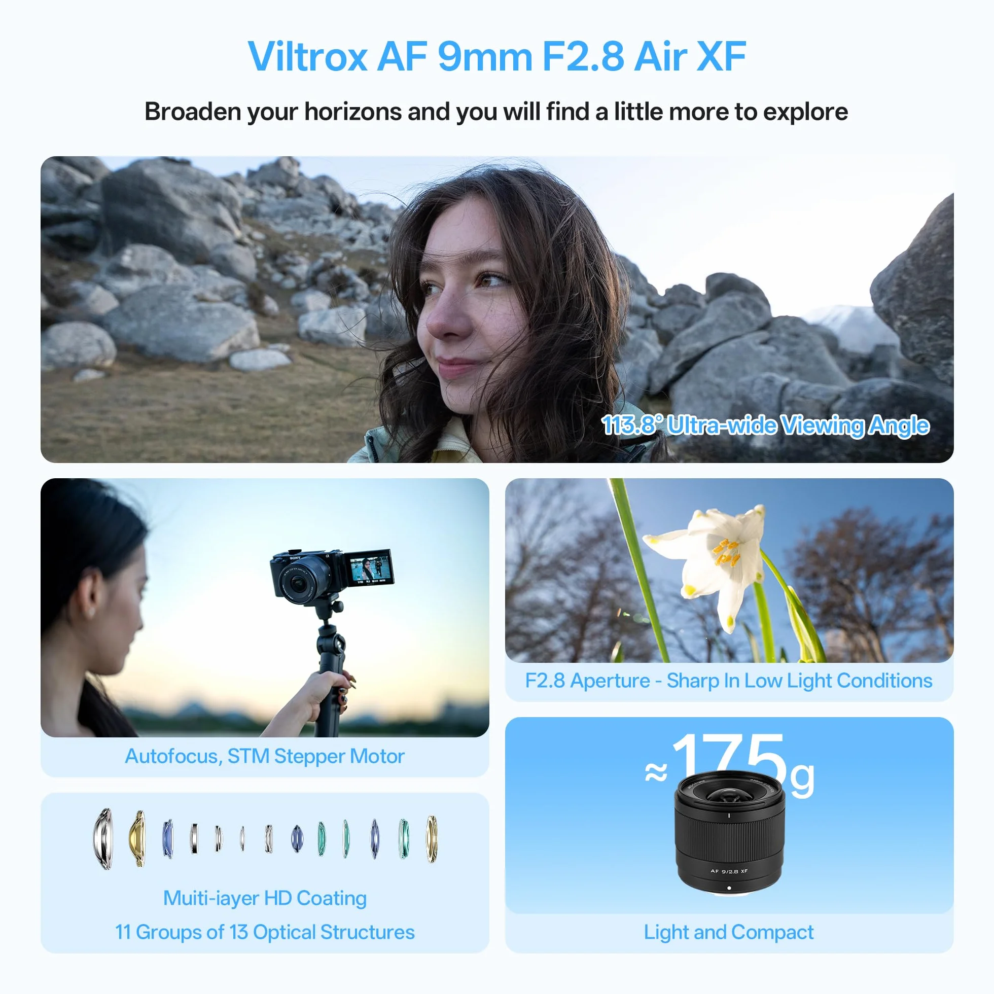 VILTROX AF 9mm F2.8 f/2.8 Air APS-C Obiektyw do mocowania Fuji X, 113,8° ultraszerokokątny obiektyw portretowy z autofokusem STM, kompatybilny z Fuji X-H2 X-H2S X-T5 X-E5 X-T50 X-M5 X-S20 XT30II
