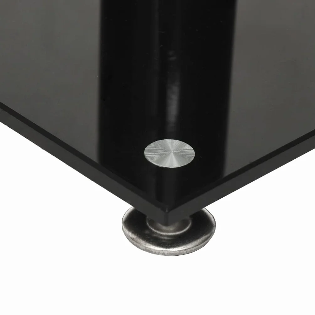 Stojak na głośniki 2 sztuki, czarny, srebrny, z hartowanego szkła z aluminiowymi kolumnami, wysokość 75 cm, antypoślizgowy, z systemem zarządzania kablami, do kina domowego, salonu, studia