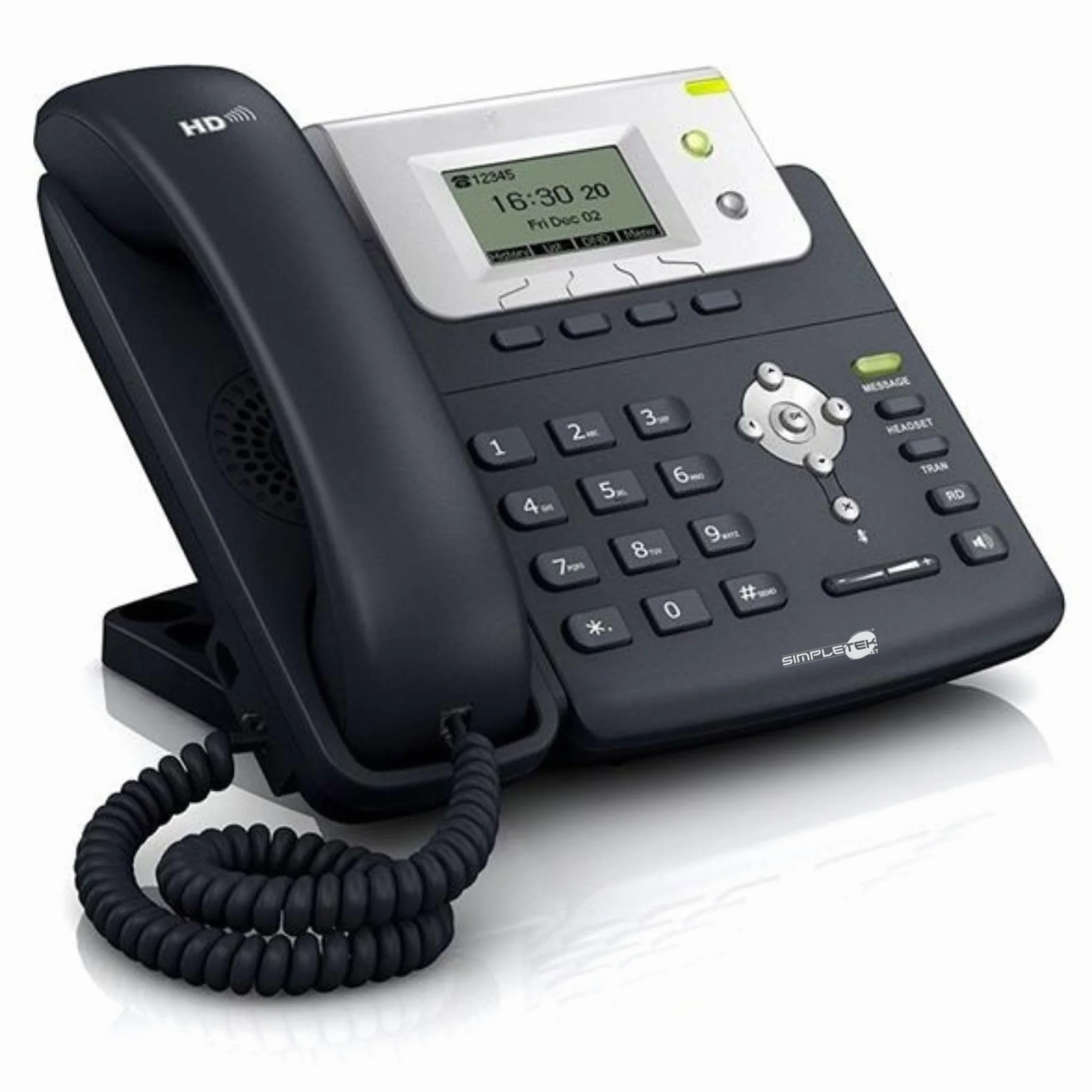 SIMPLETEK - Profesjonalny telefon IP PoE | 2 x konto SIP | HD Audio | podświetlany wyświetlacz | bez zasilacza (odnowiony)
