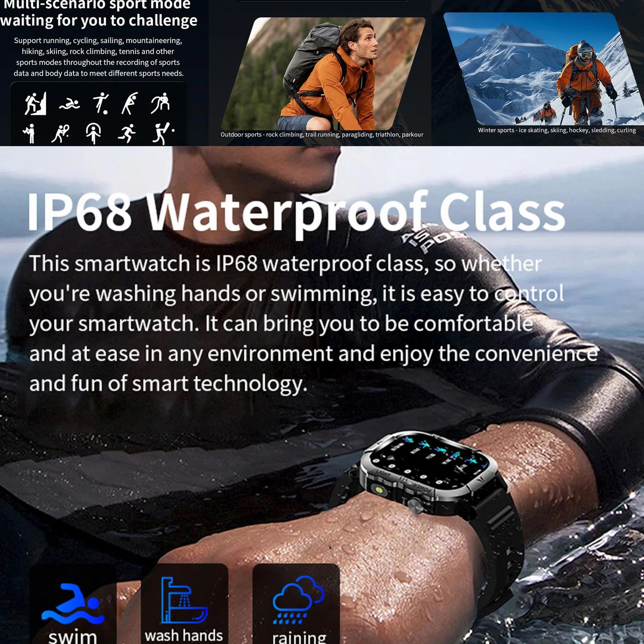 AMOLED Męski smartwatch 2,01" z połączeniem Bluetooth 5,2 / numeracja, smartwatch kompatybilny z Samsung Huawei, Xiaomi, Android, iOS, współdzielony krokomierz, GPS 123, sportowy miernik tętna (żółty)