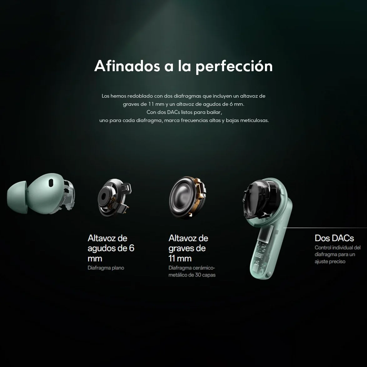 OnePlus Buds 4 bezprzewodowe słuchawki douszne Bluetooth, douszne True Wireless z aktywną redukcją szumów, zielone (2 lata)