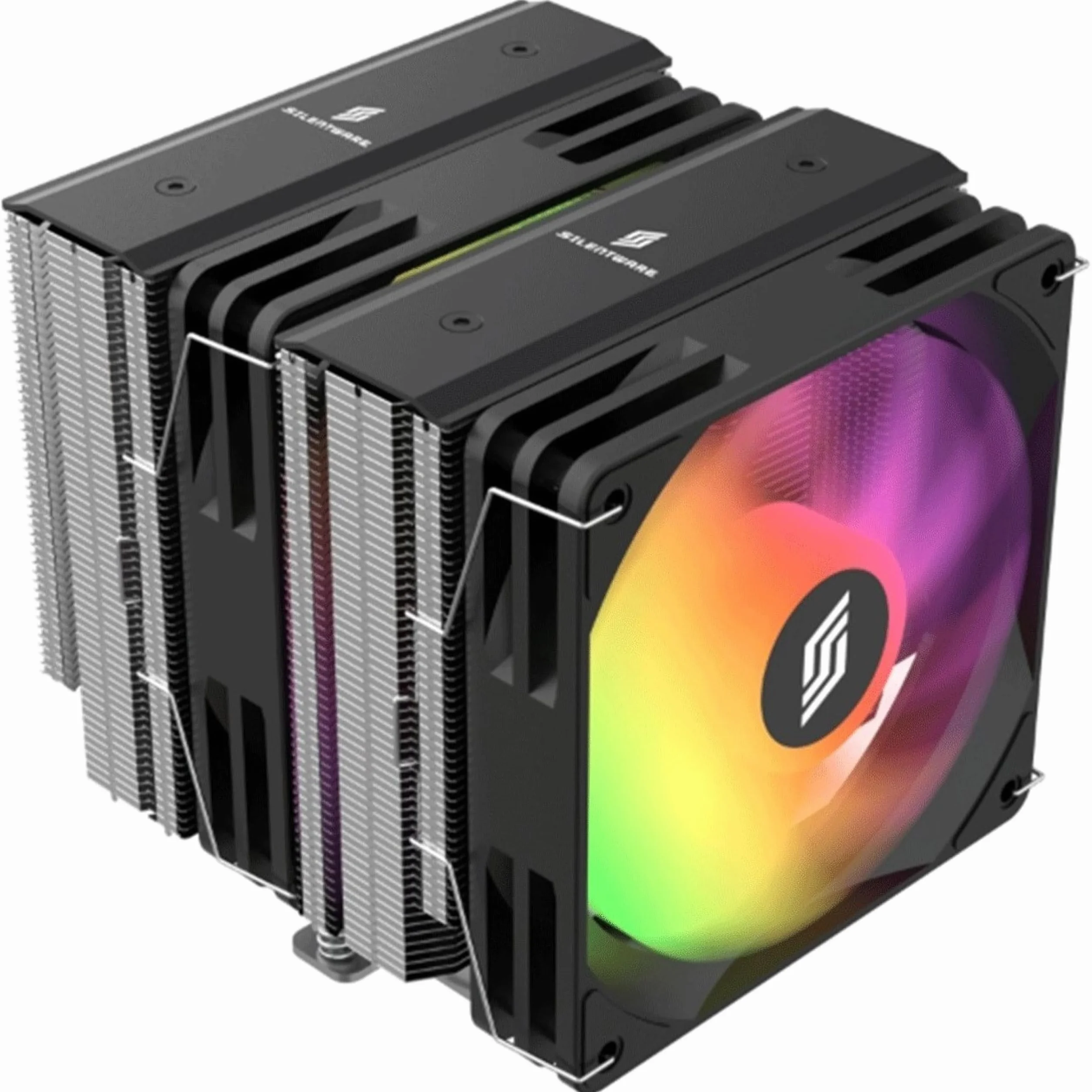Tytanowy, czarny, Dual Tower CPU chłodnica z 2 wentylatorami ARGB 120 mm, do 265 W, 6 rur grzewczych, do Intel & AMD, AM4 AM5 LGA1700 LGA1200