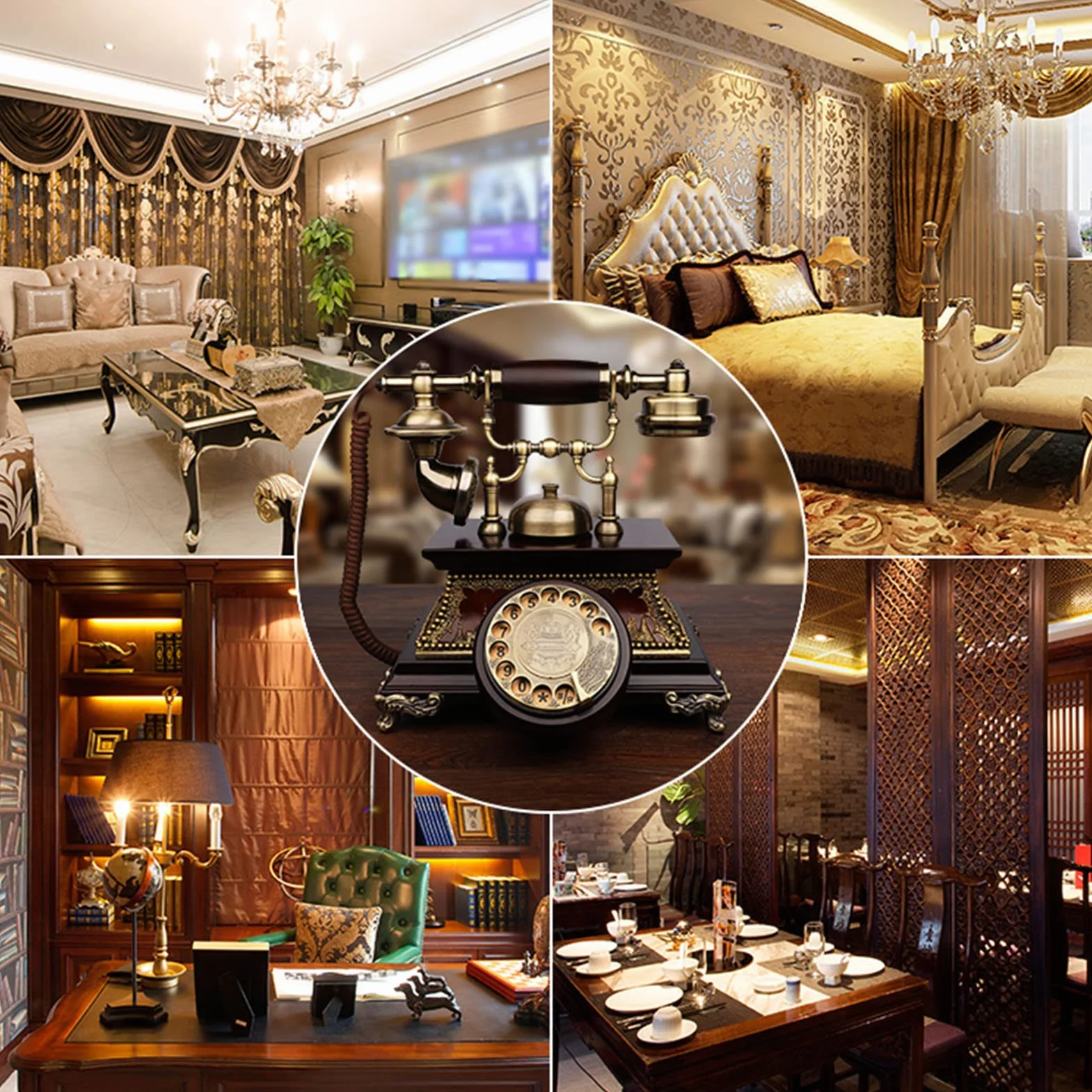 Telefon z obrotową tarczą, przewodowy telefon stacjonarny w stylu vintage do domu i biura, retro staromodny design, klasyczny wystrój domu salonu, świetny pomysł na prezent