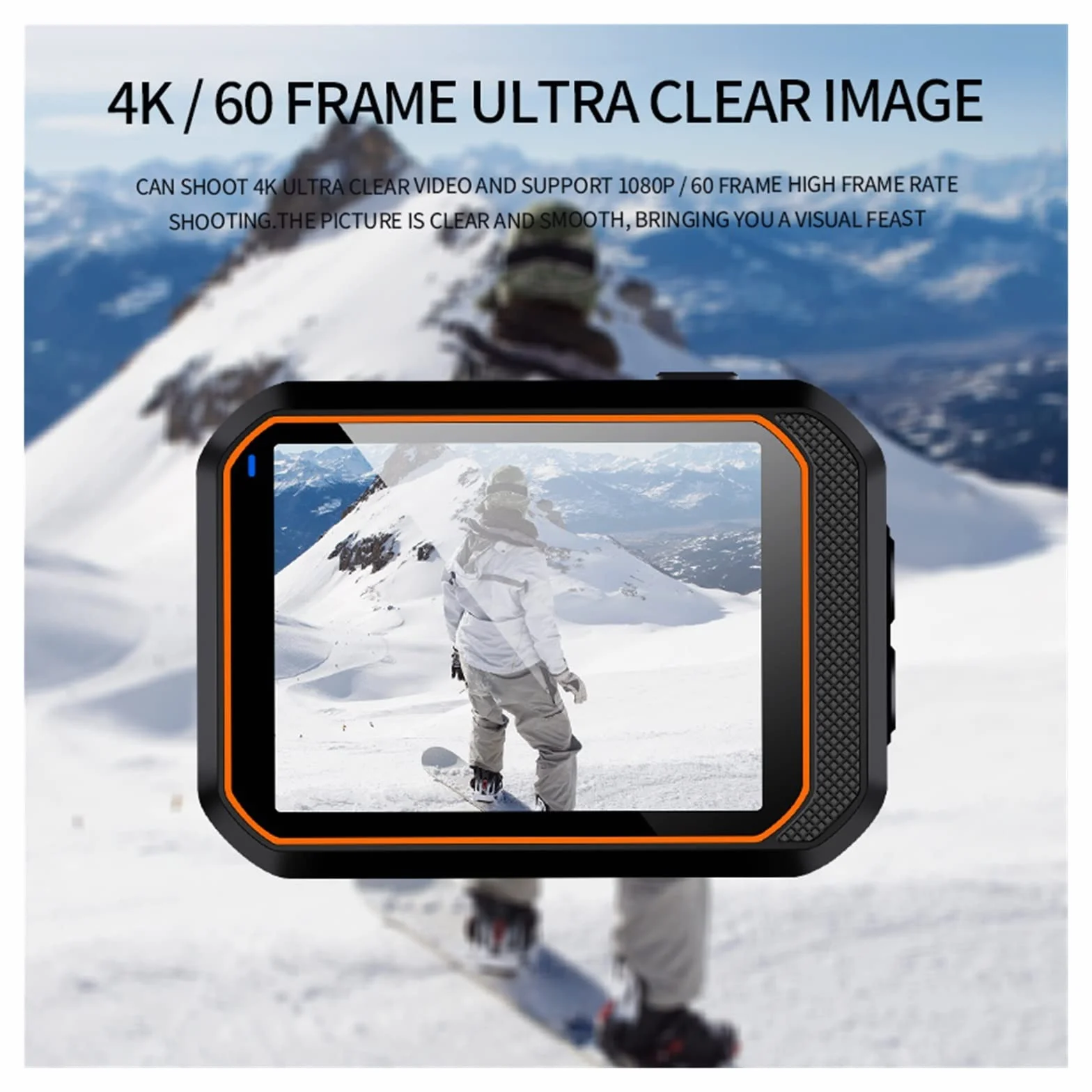 Kamera sportowa ze stabilizacją obrazu, Kamera akcji 4K 60 kl./s Zdalne sterowanie 30m Wodoodporny Szerokokątny 170° Kamera akcji Kamera na deskę rozdzielczą Go Sport Camera Pro Wysoka liczba klatek n