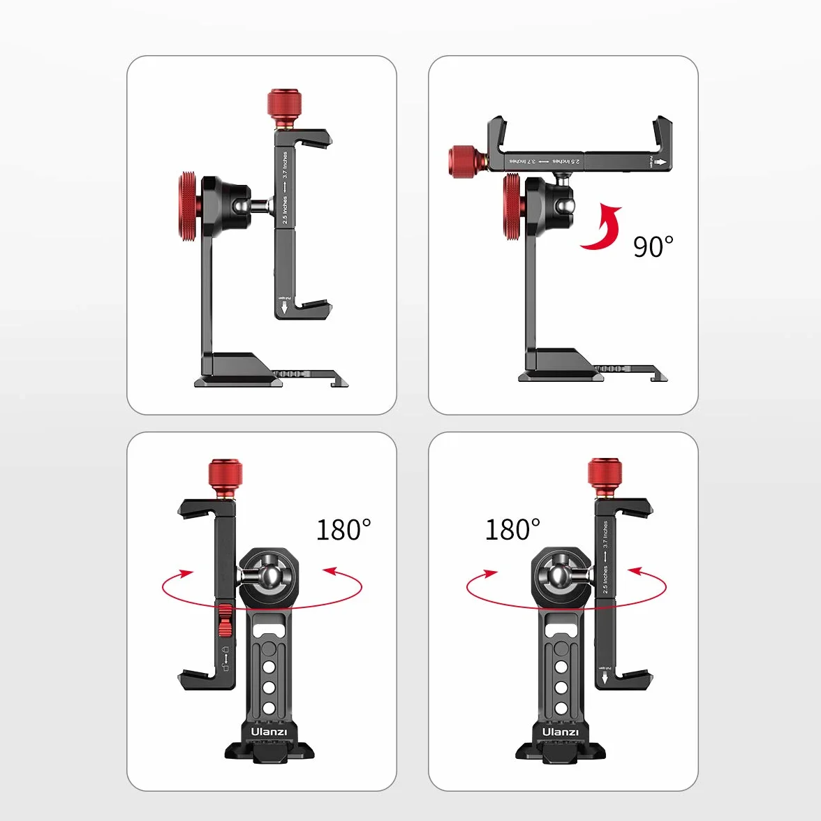 Uchwyt na statyw do telefonu komórkowego, ULANZI ST-14 adapter do montażu na statywie do smartfona, aluminiowy z zimną stopką, zacisk stojaka na telefon komórkowy 360° do iPhone'a 13 12 11 Max Pro