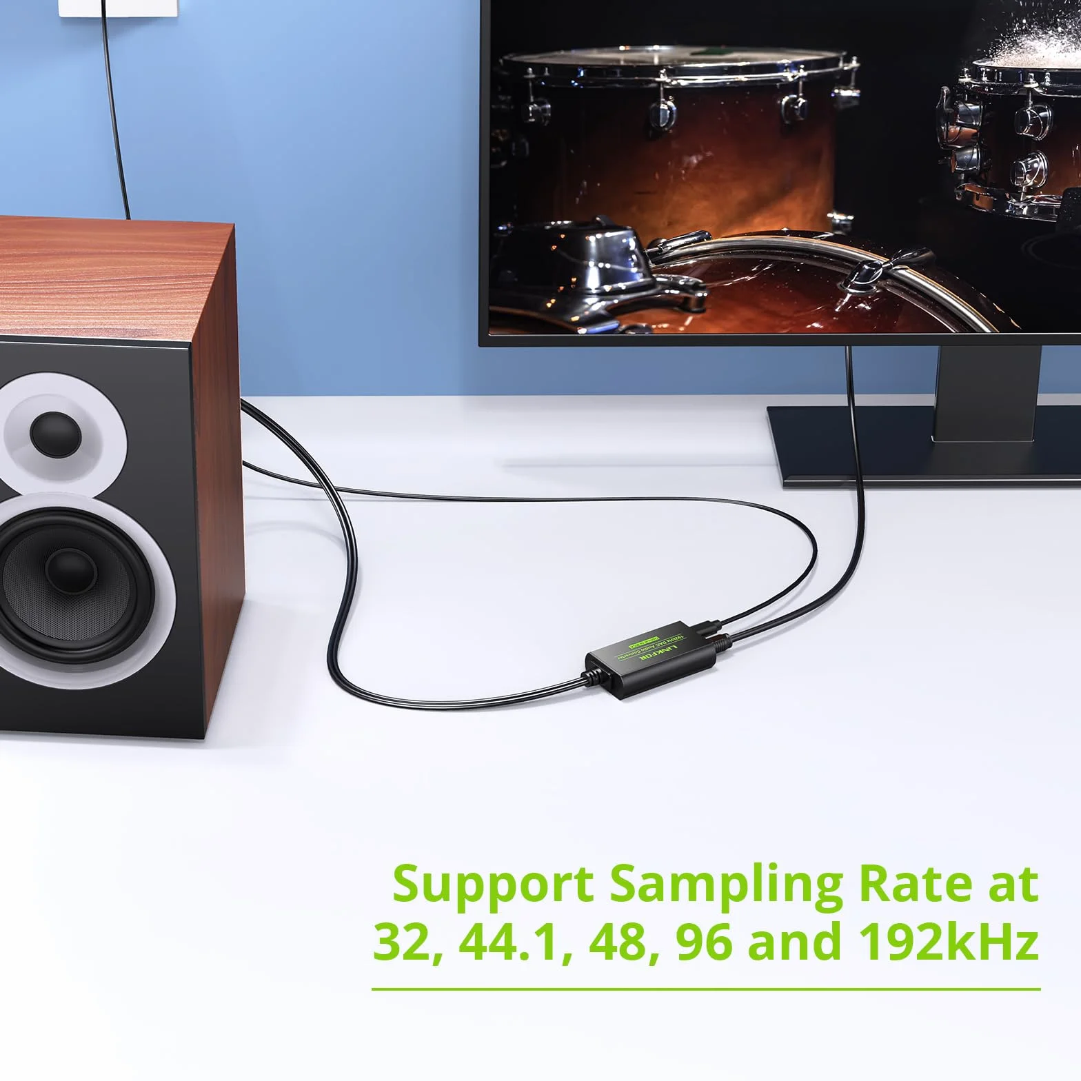 LiNKFOR Konwerter DAC 192 kHz 6 ft/1,8 m optyczny Toslink koncentryczny na analogowy adapter audio cinch L/R z kablem optycznym do PS3, DVD, Sky, Xbox HDTV, odtwarzacza Blu-Ray