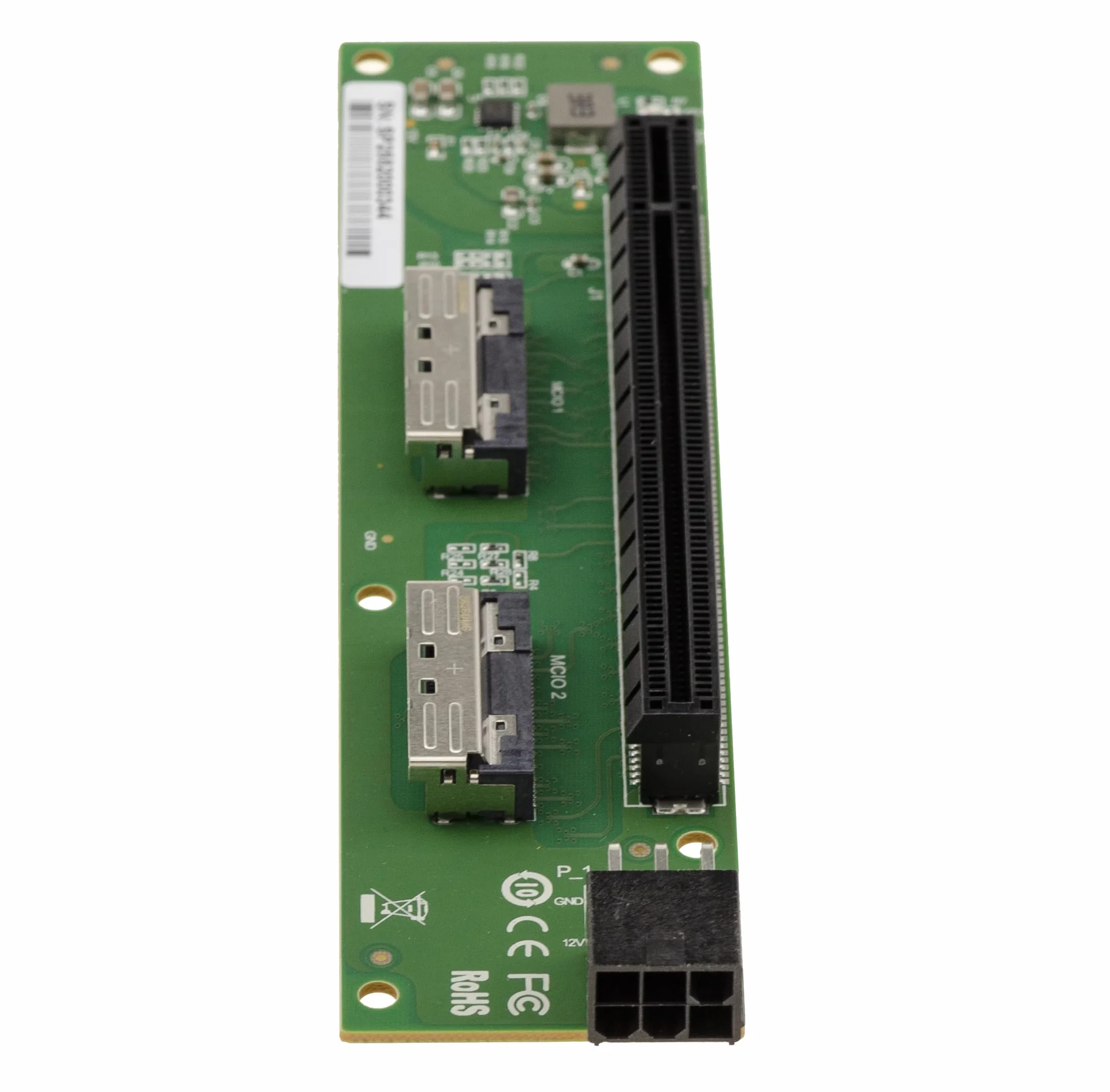 KALEA-INFORMATIQUE Karta 2-portowa MCIO 8i do PCIe Gen 5.0 x8 lub x16 do przeniesienia jednego portu PCI Express, złącza MCIO równoległe do gniazda PCIe